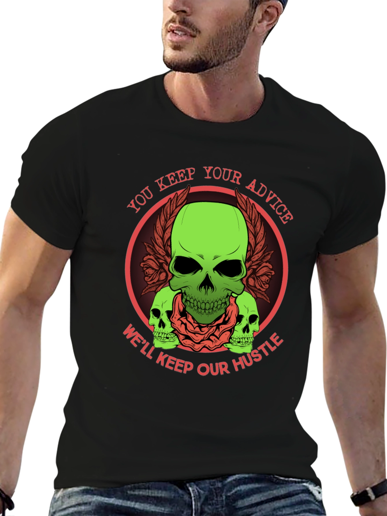 Skull Hustle Graphic Tee - You Keep Your Advice