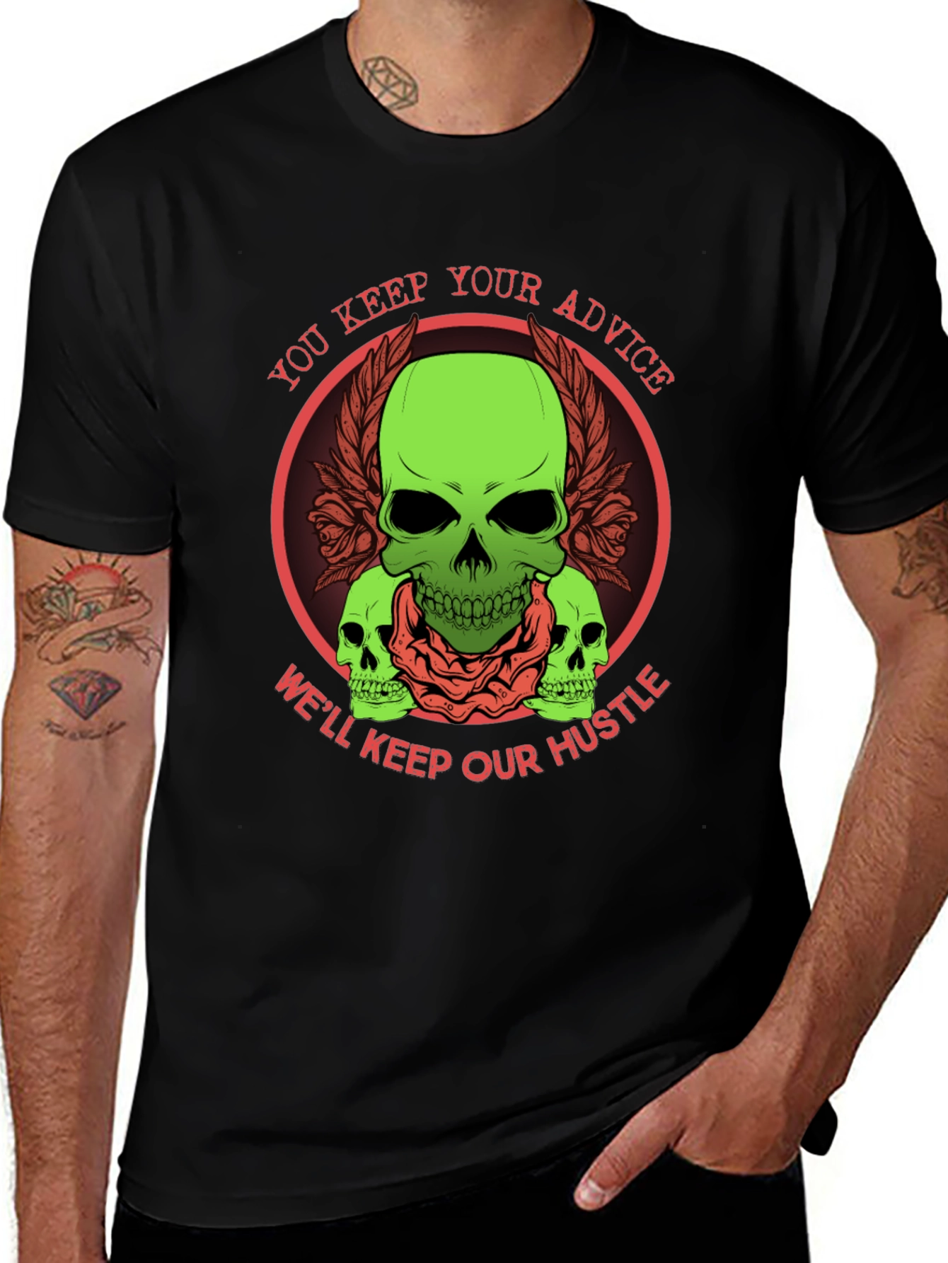 Skull Hustle Graphic Tee - You Keep Your Advice