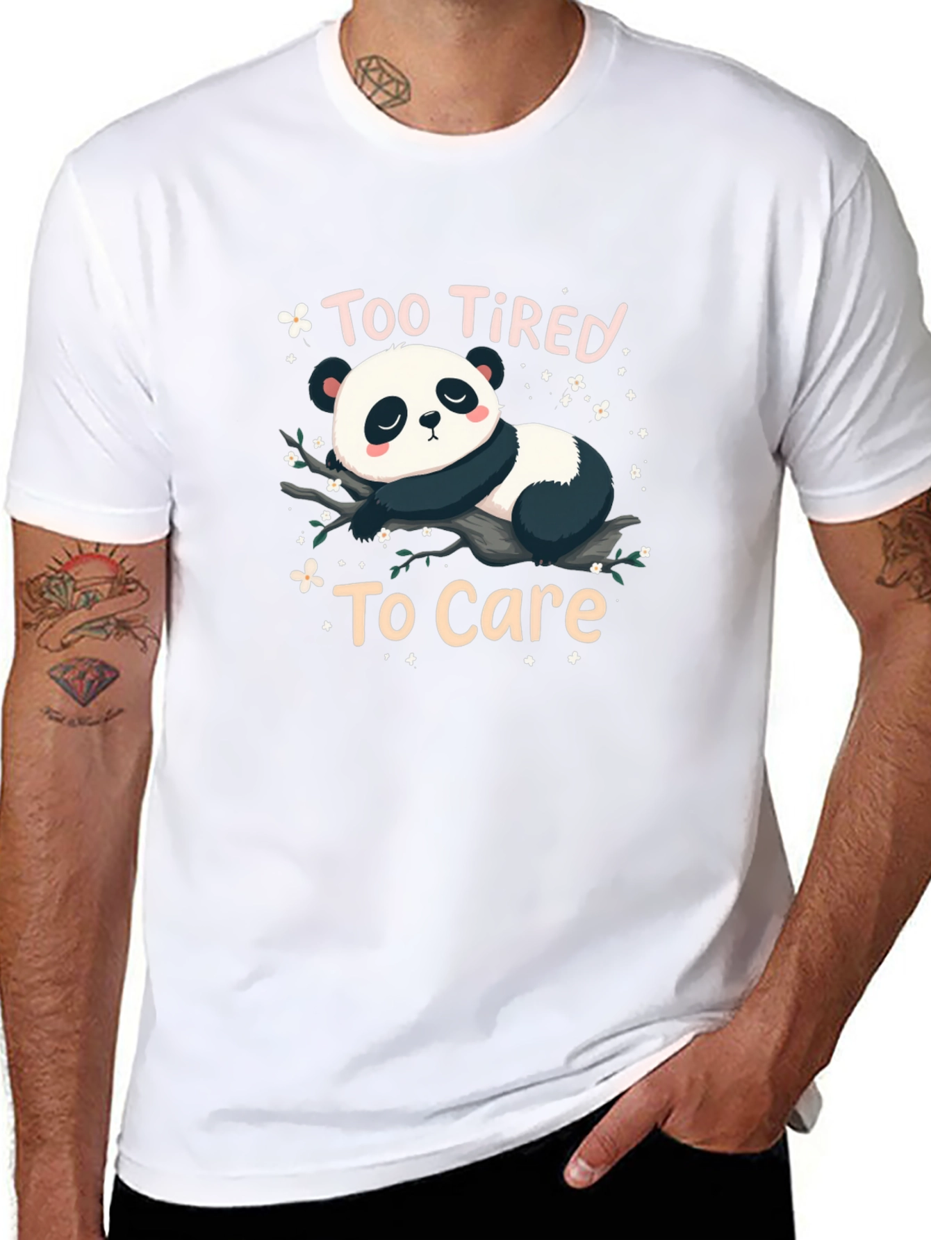 Too Tired to Care Panda Graphic T-Shirt