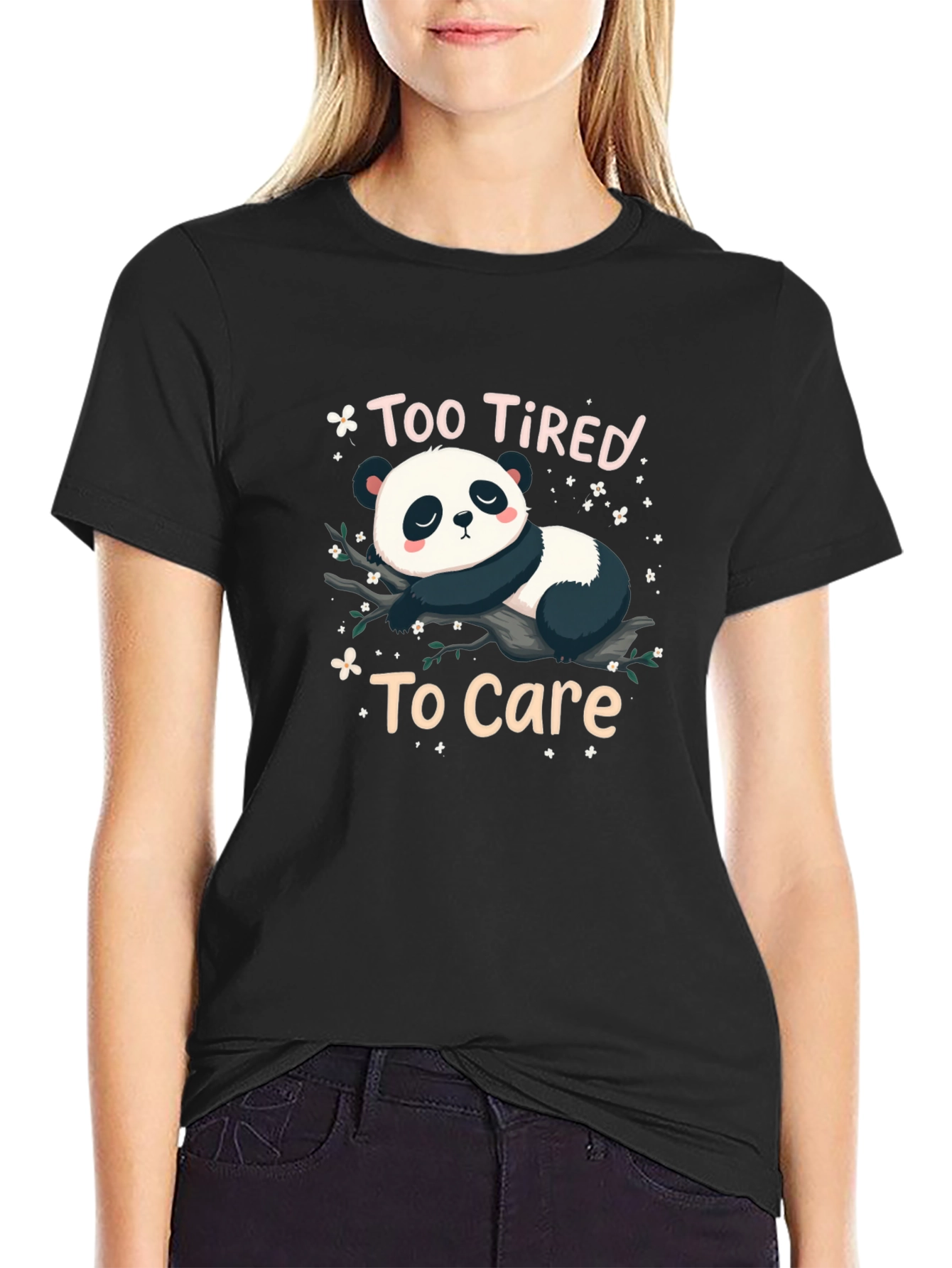 Too Tired to Care Panda Graphic T-Shirt
