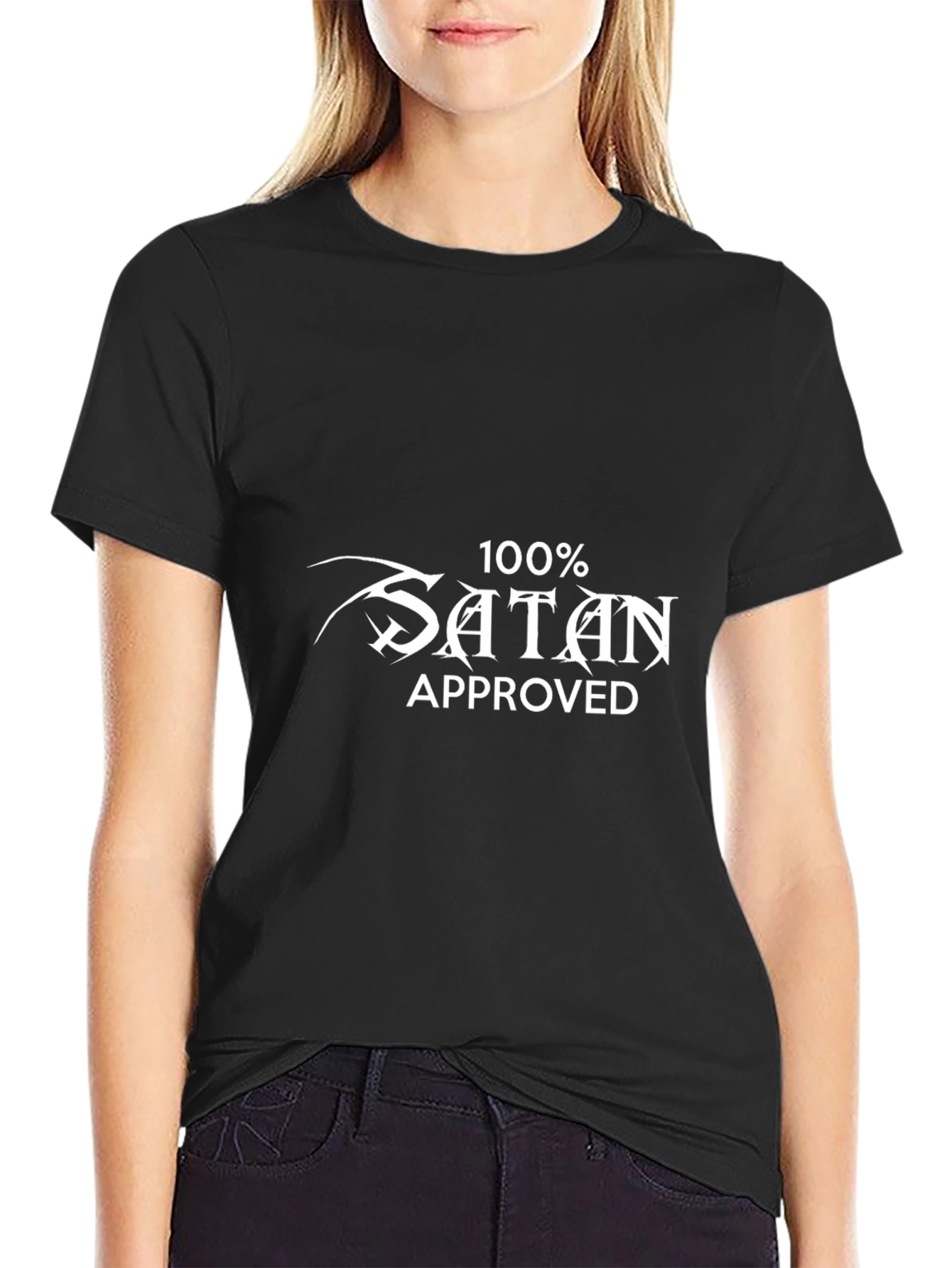 100% Satan Approved Graphic Black T-Shirt
