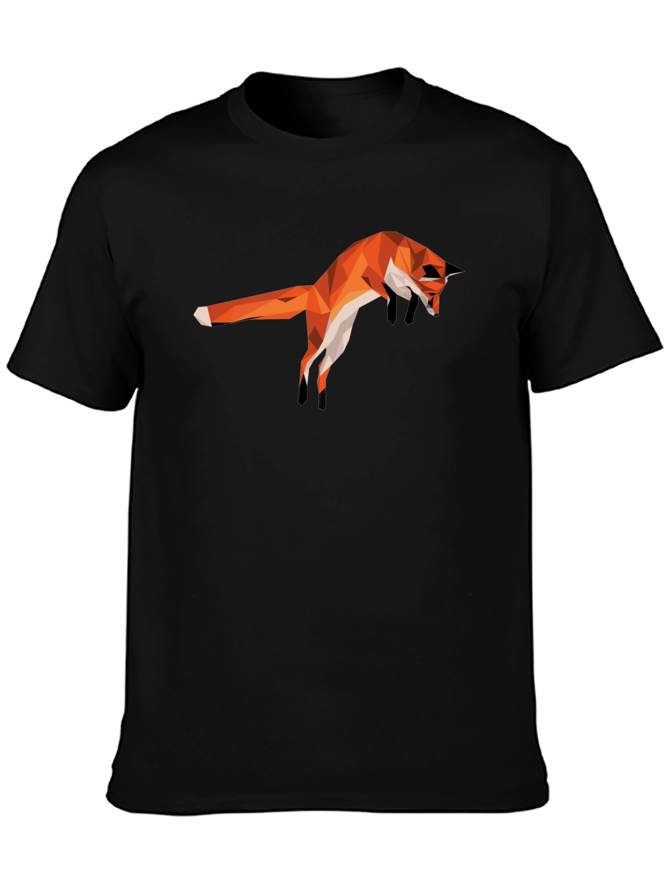 Geometric Fox Graphic Black T-Shirt - Stylish Mens Tee