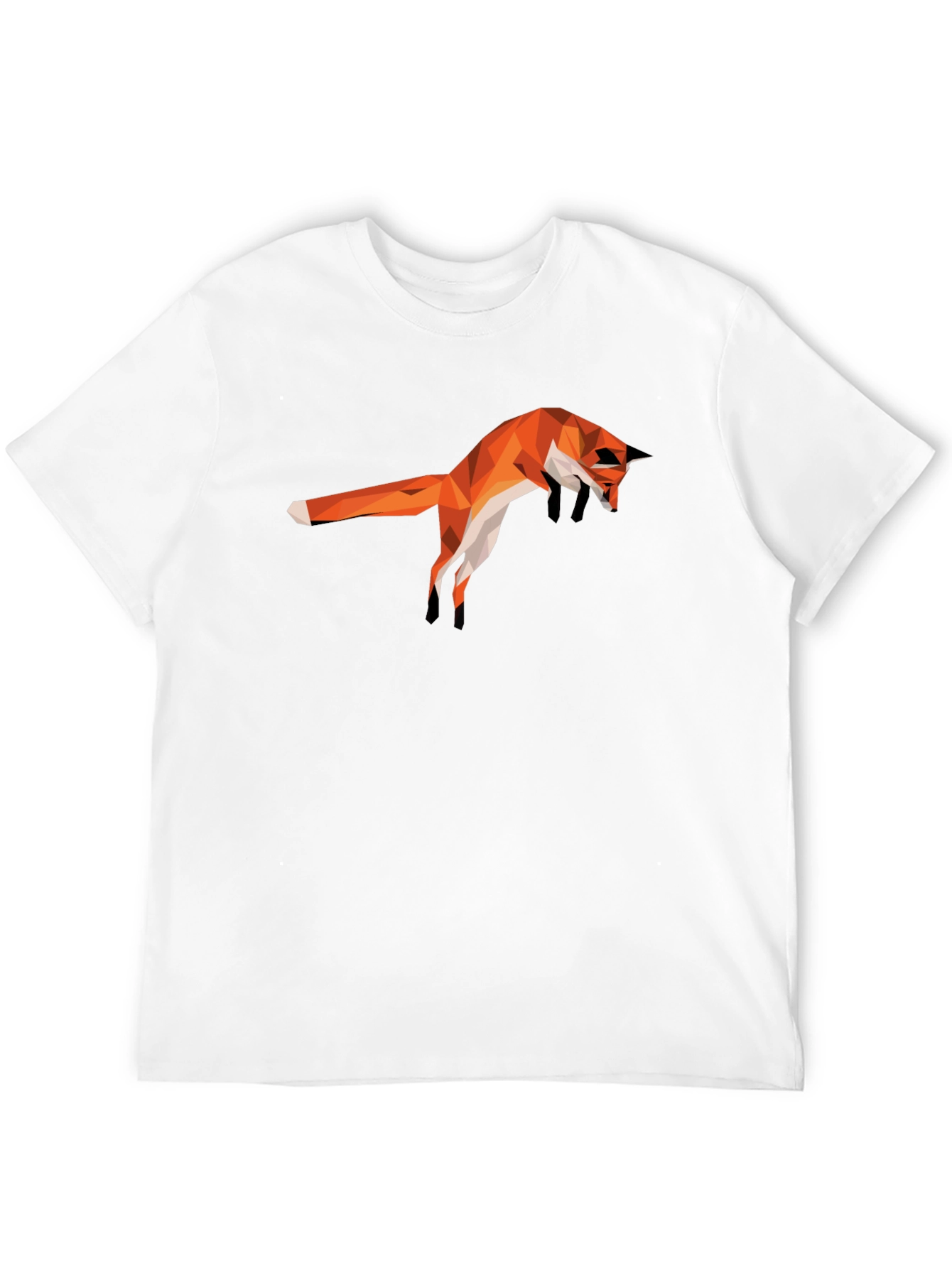 Geometric Fox Graphic Black T-Shirt - Stylish Mens Tee