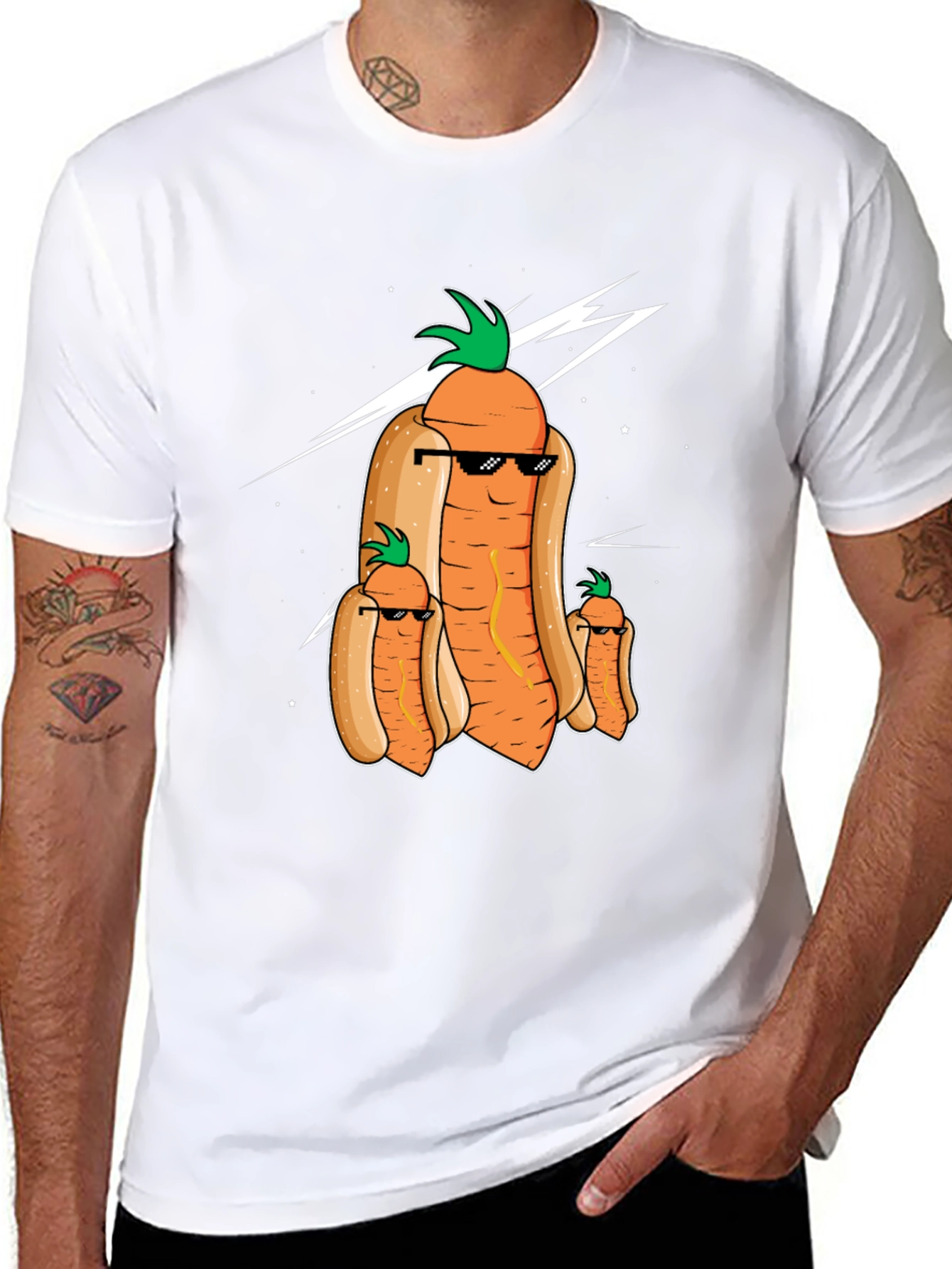 Funny Carrot Hot Dog Graphic T-Shirt
