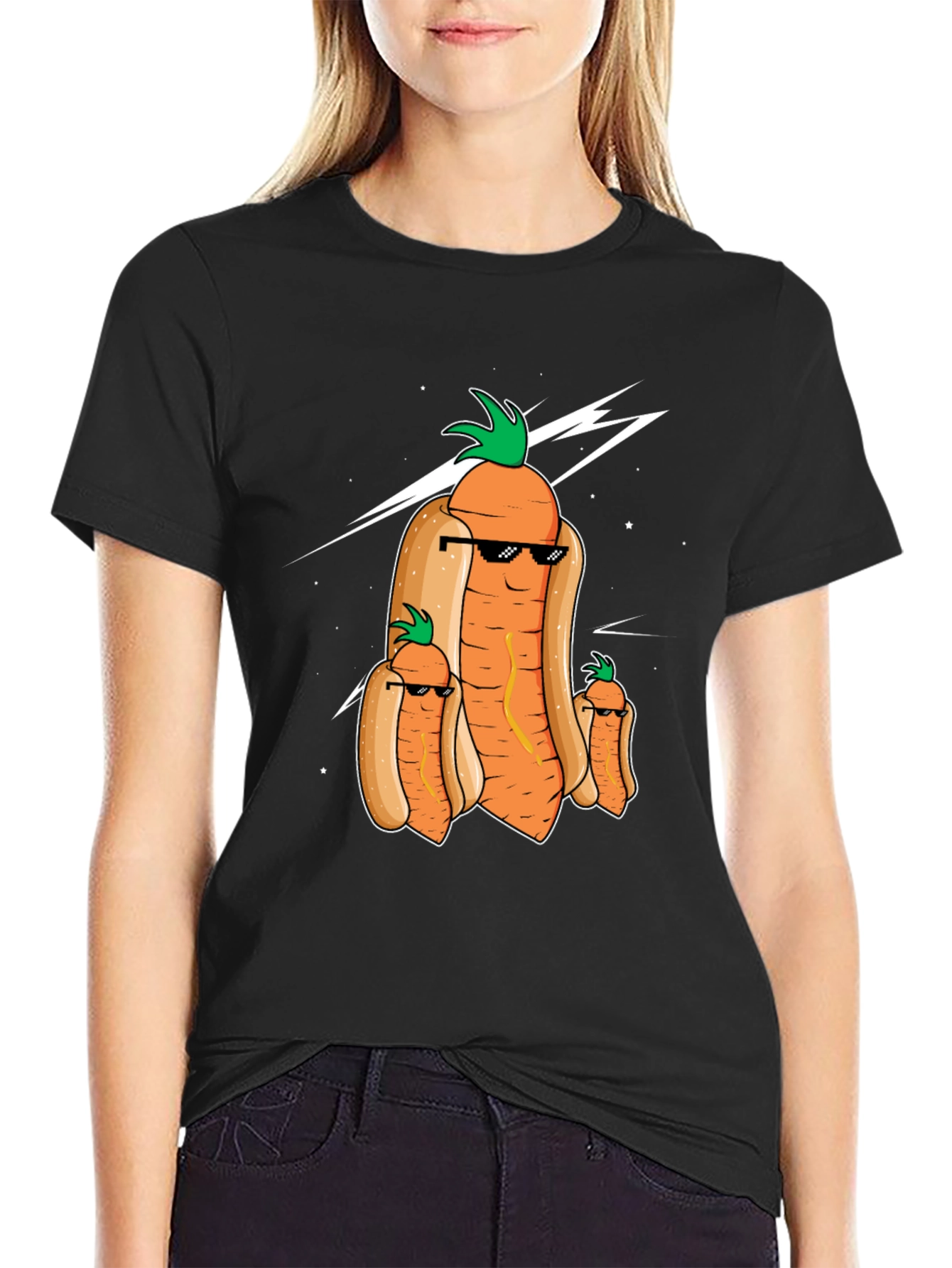 Funny Carrot Hot Dog Graphic T-Shirt