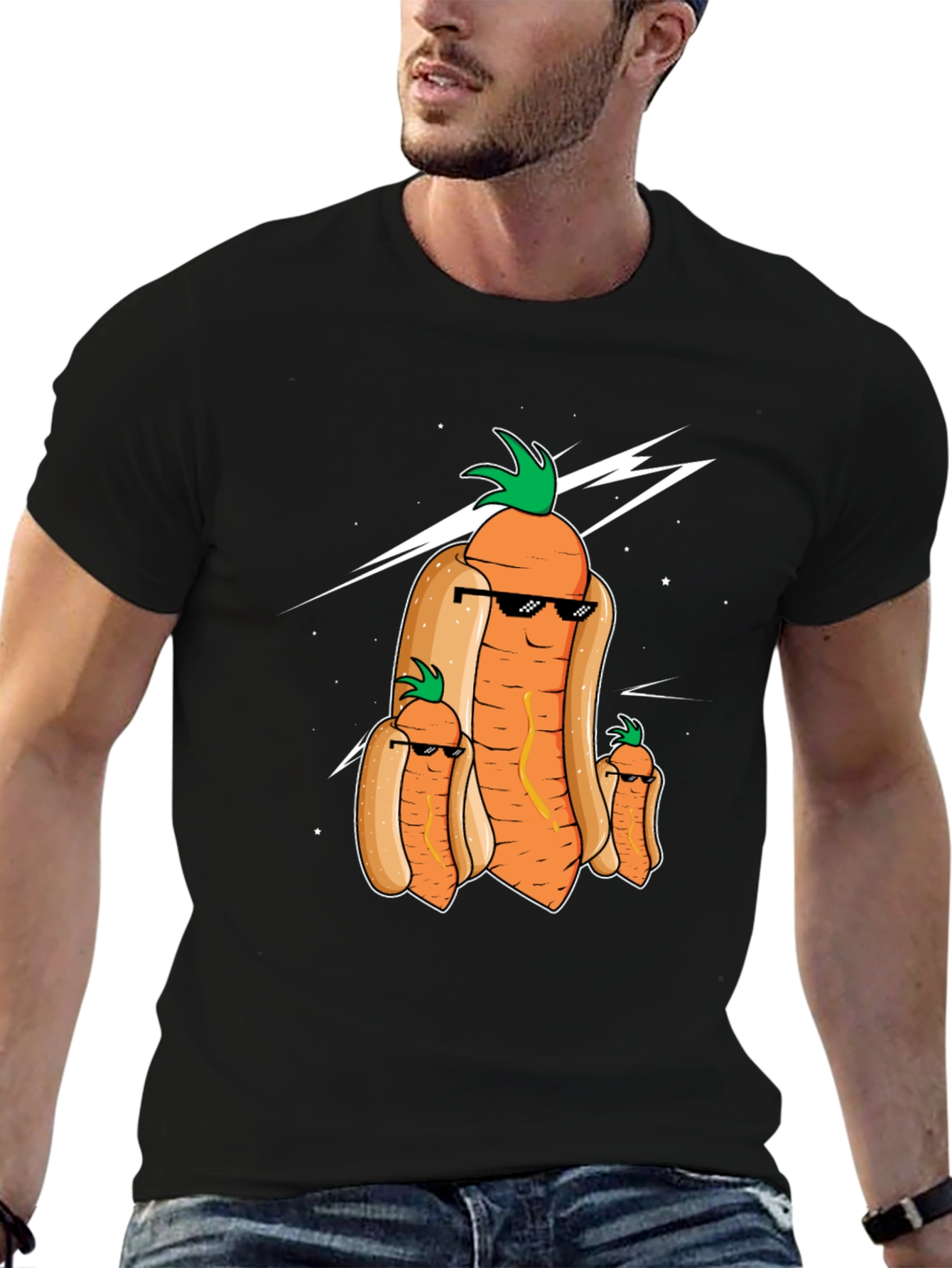 Funny Carrot Hot Dog Graphic T-Shirt