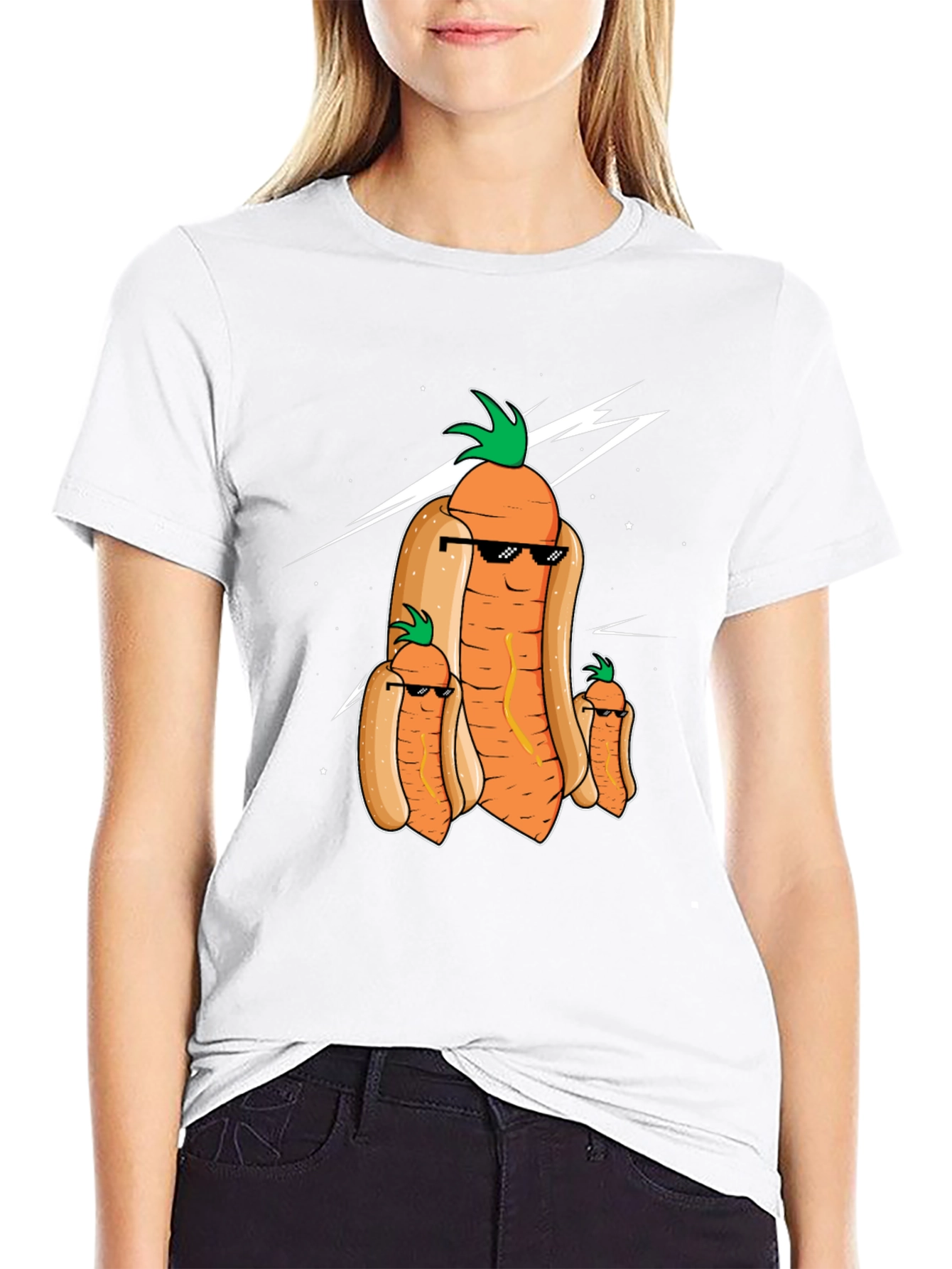 Funny Carrot Hot Dog Graphic T-Shirt