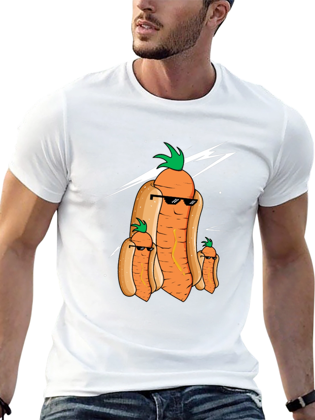 Funny Carrot Hot Dog Graphic T-Shirt