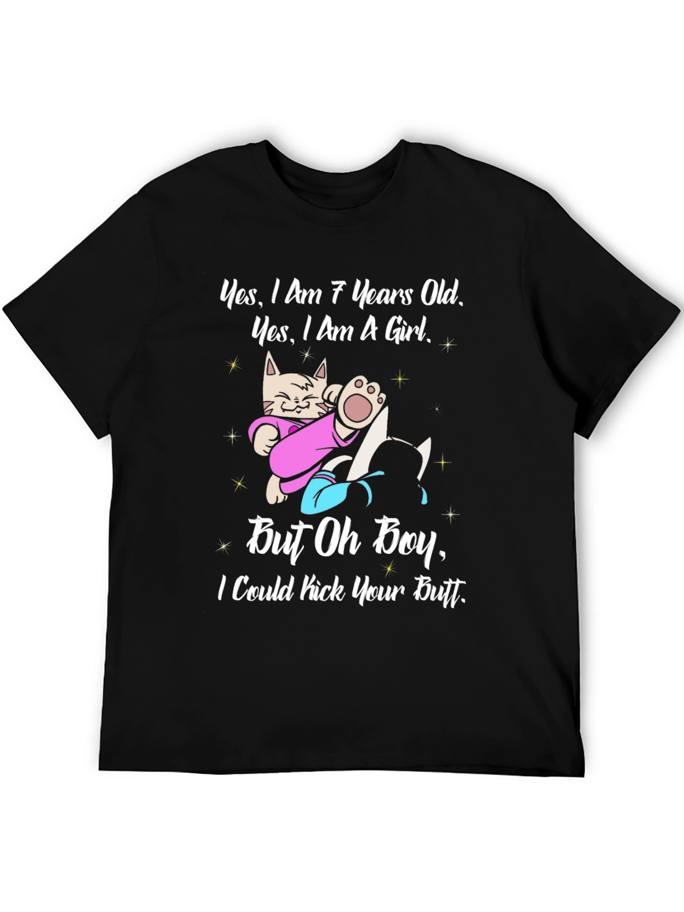Funny Cat Girl T-Shirt - Kick Your Butt!