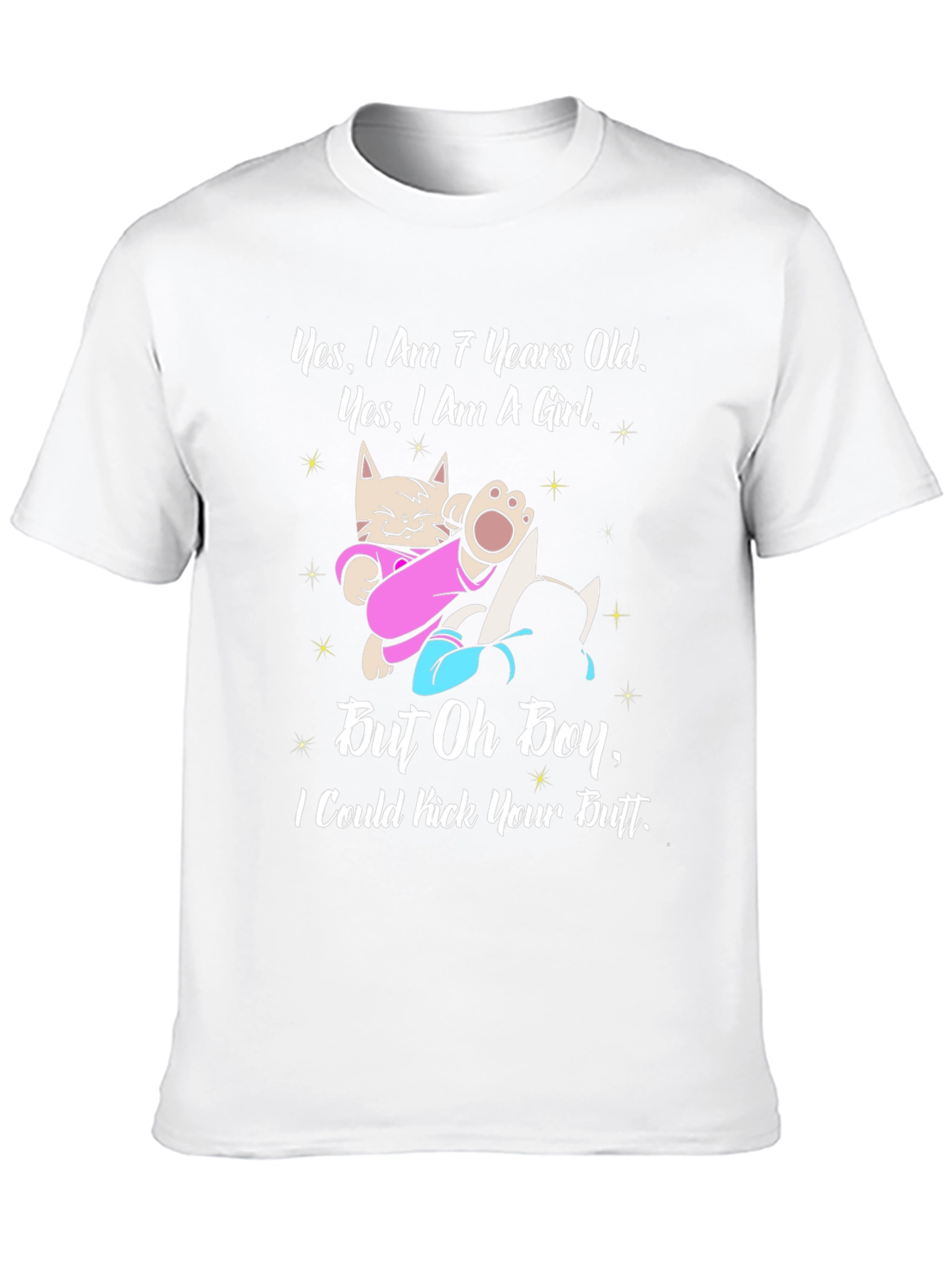 Funny Cat Girl T-Shirt - Kick Your Butt!