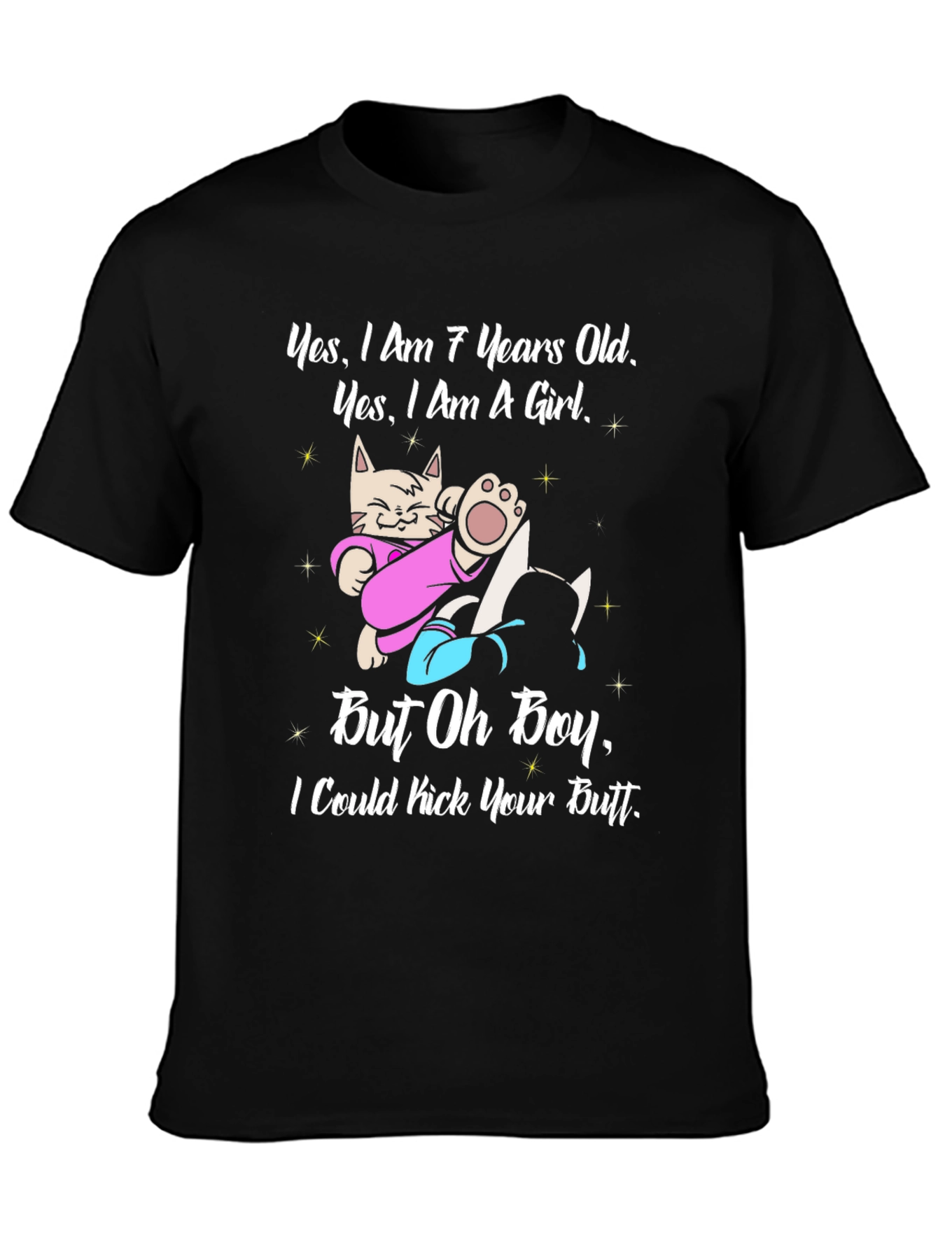 Funny Cat Girl T-Shirt - Kick Your Butt!