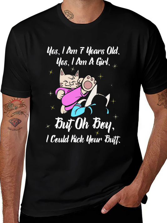 Funny Cat Girl T-Shirt - Kick Your Butt!
