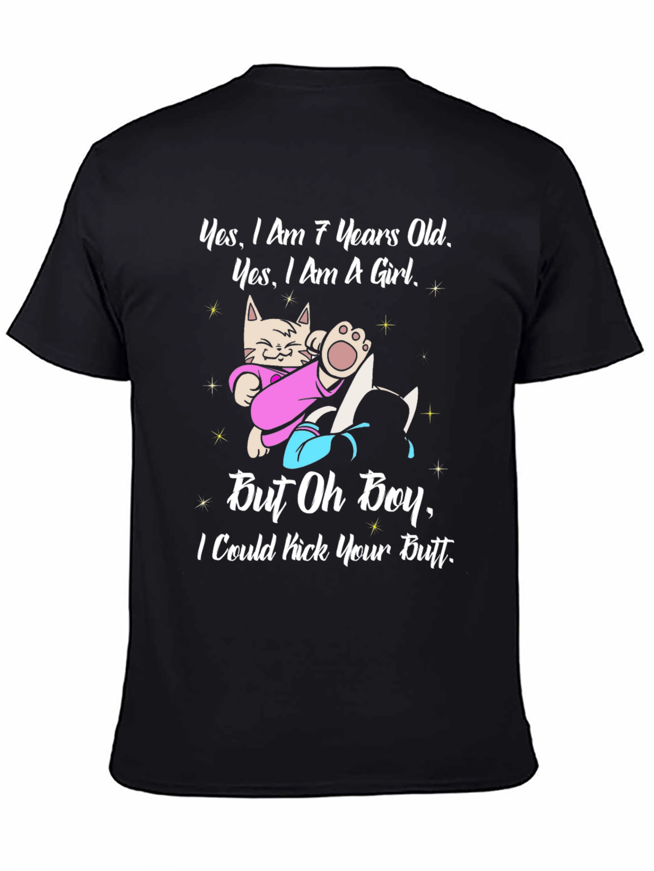 Funny Cat Girl T-Shirt - Kick Your Butt!