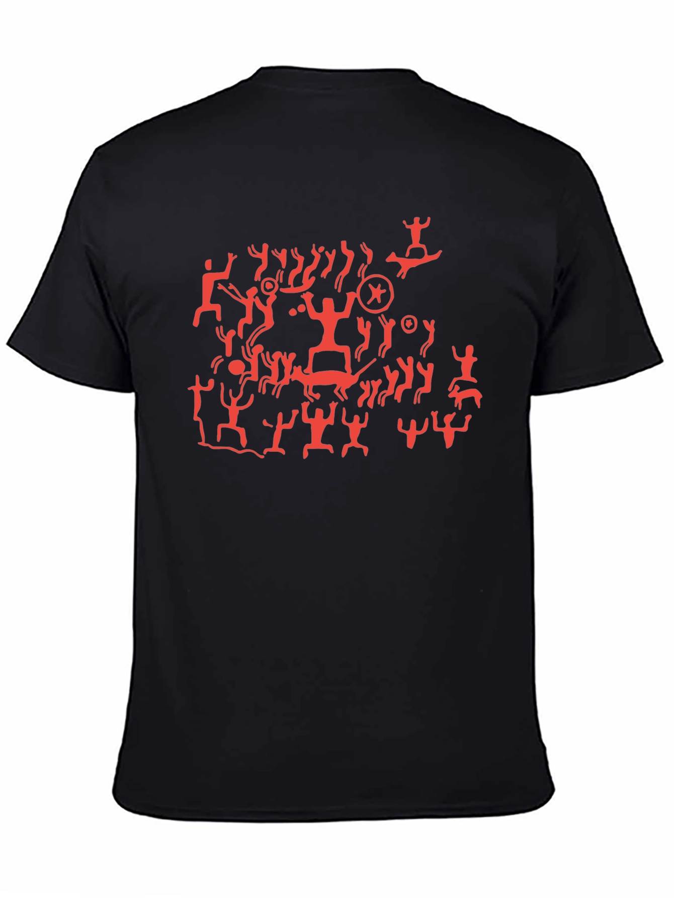 Abstract Red Figure Print Black T-Shirt