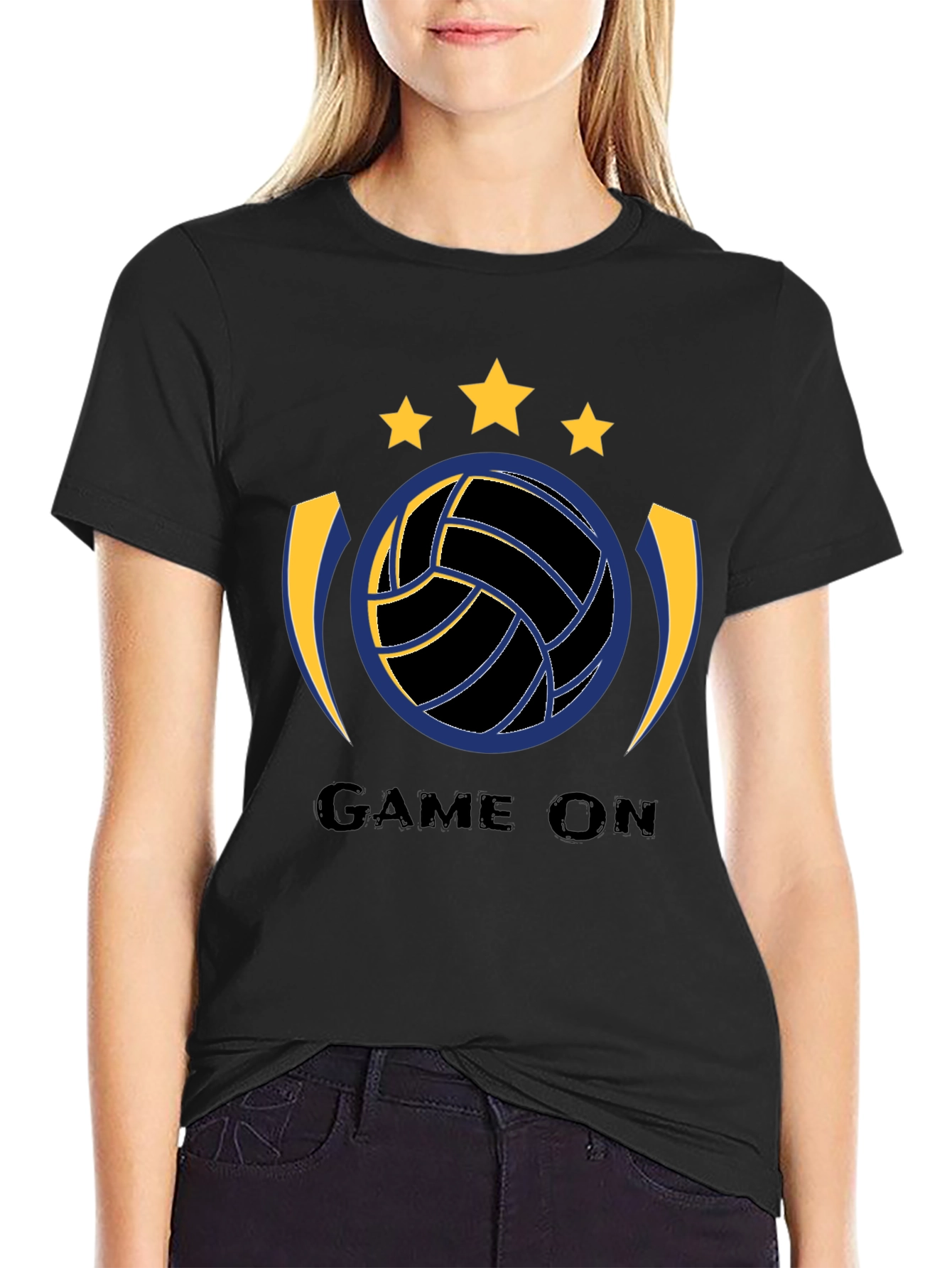 Game On Black Volleyball Graphic T-Shirt