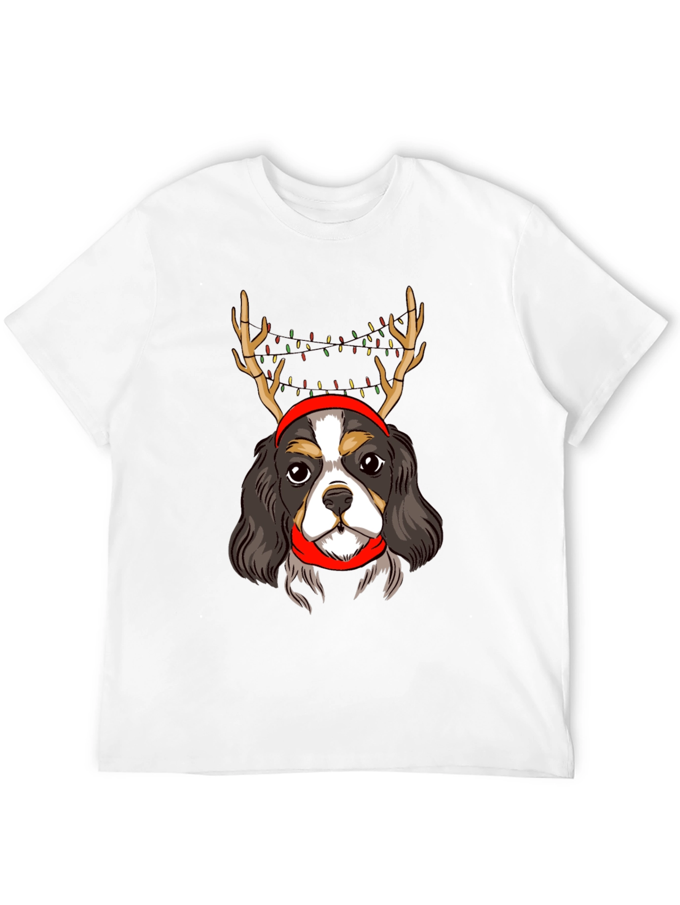 Christmas Dog T-Shirt Antlers Lights