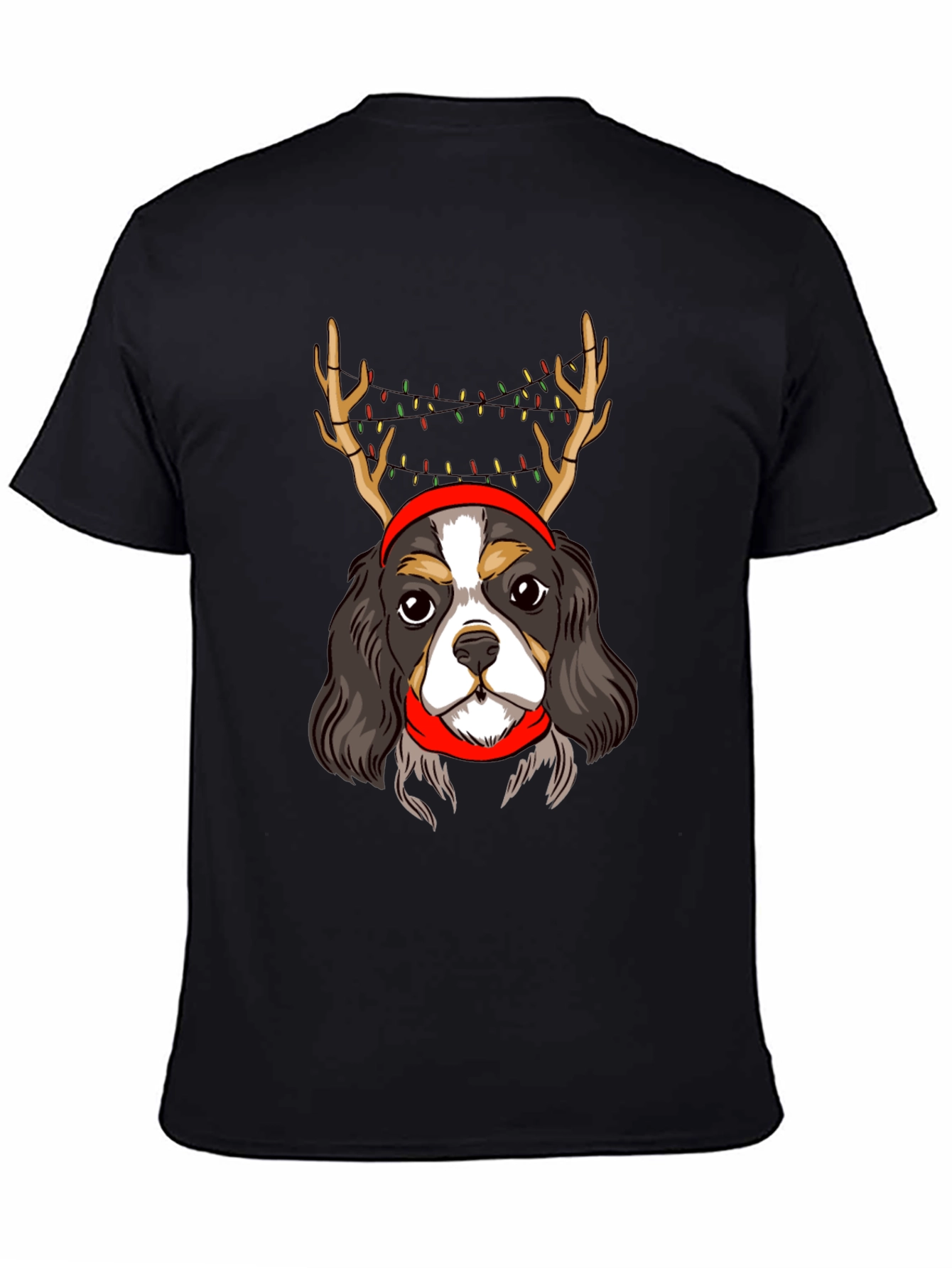 Christmas Dog T-Shirt Antlers Lights