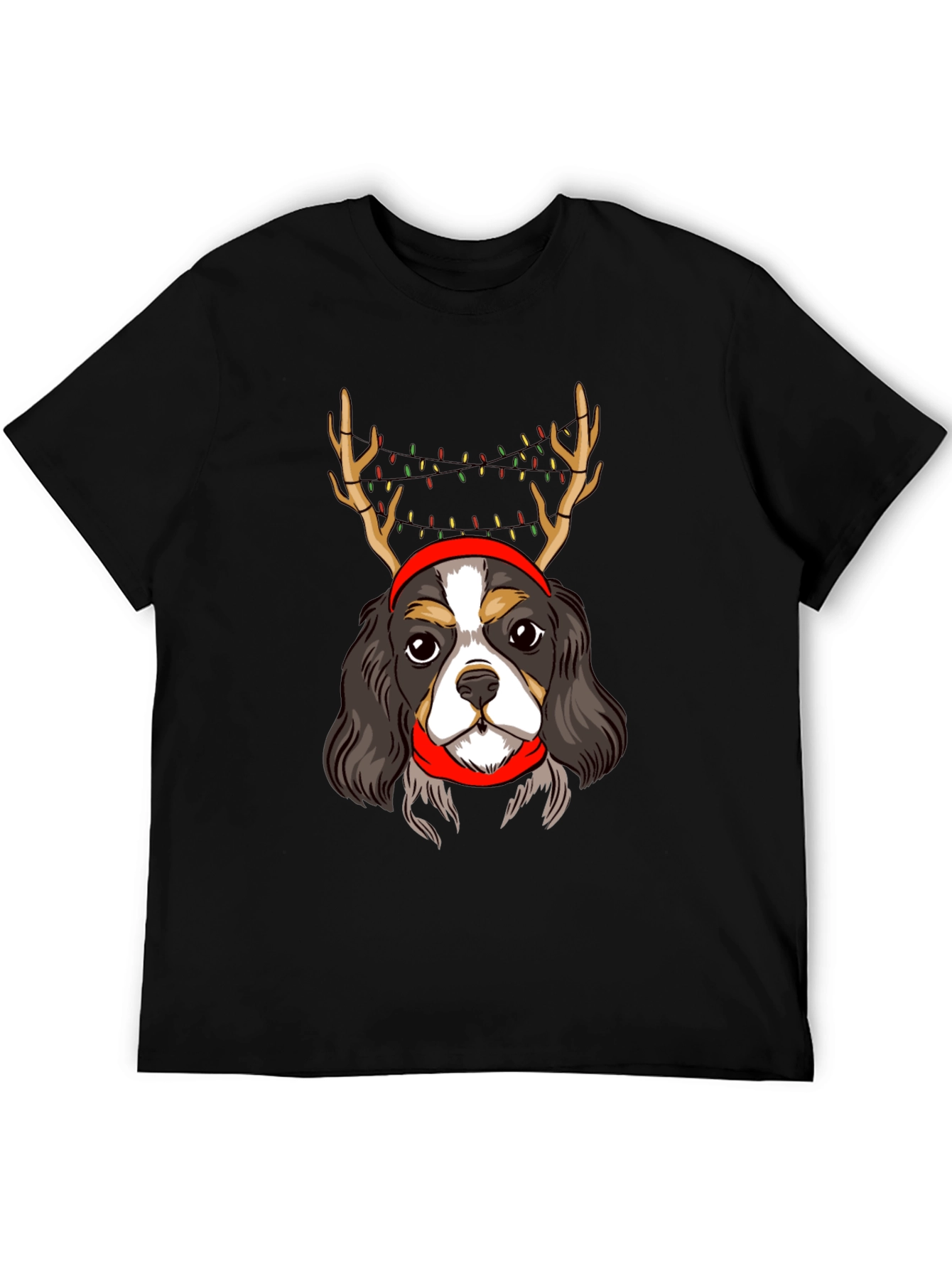 Christmas Dog T-Shirt Antlers Lights