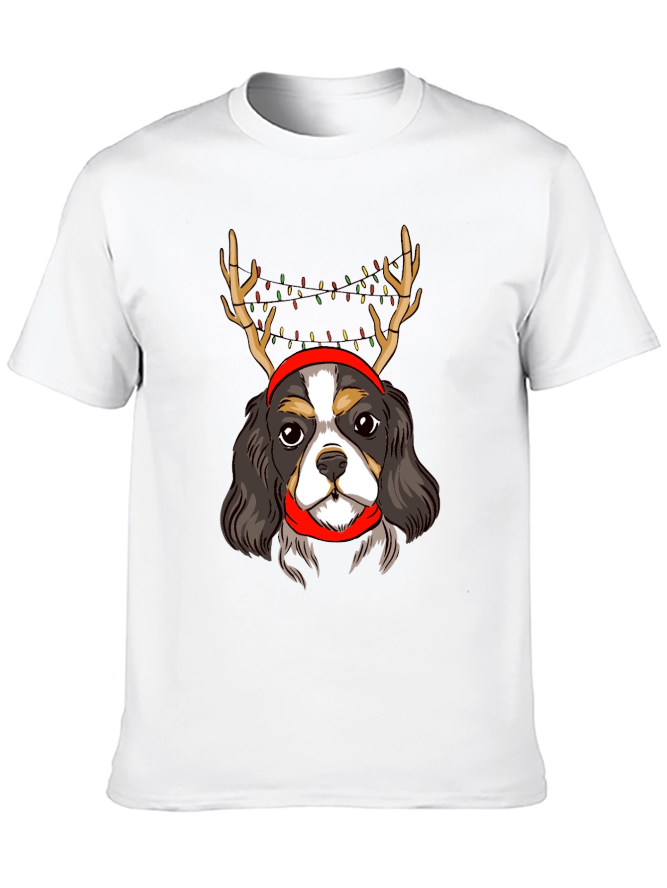 Christmas Dog T-Shirt Antlers Lights