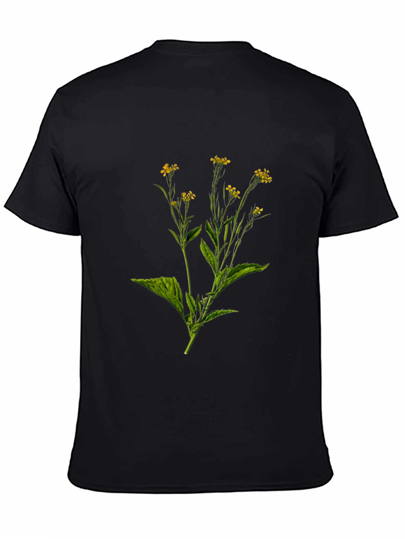 Botanical Floral Print Black T-Shirt