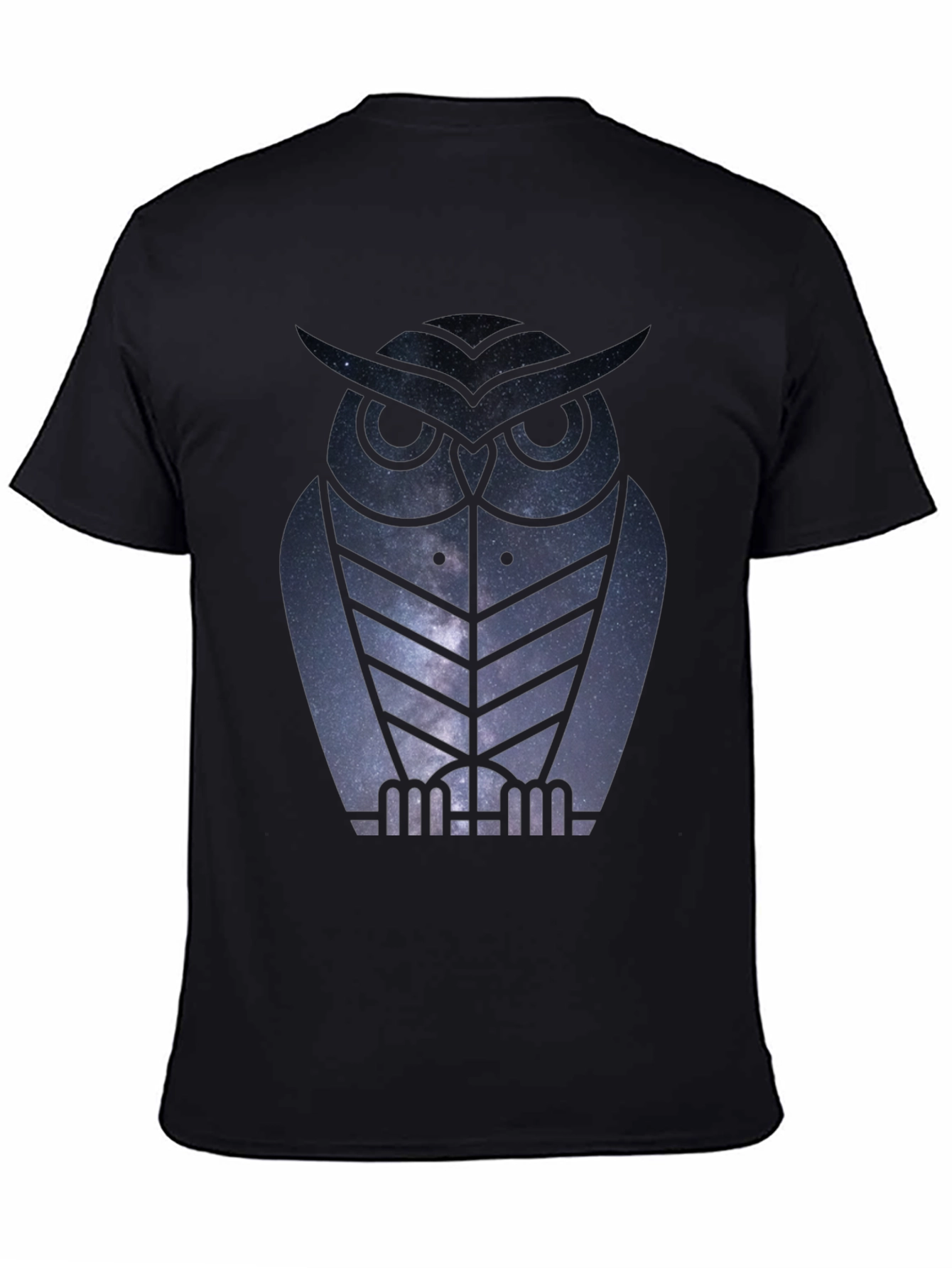 Owl Galaxy Graphic Tee - Stylish Mens Black T-Shirt
