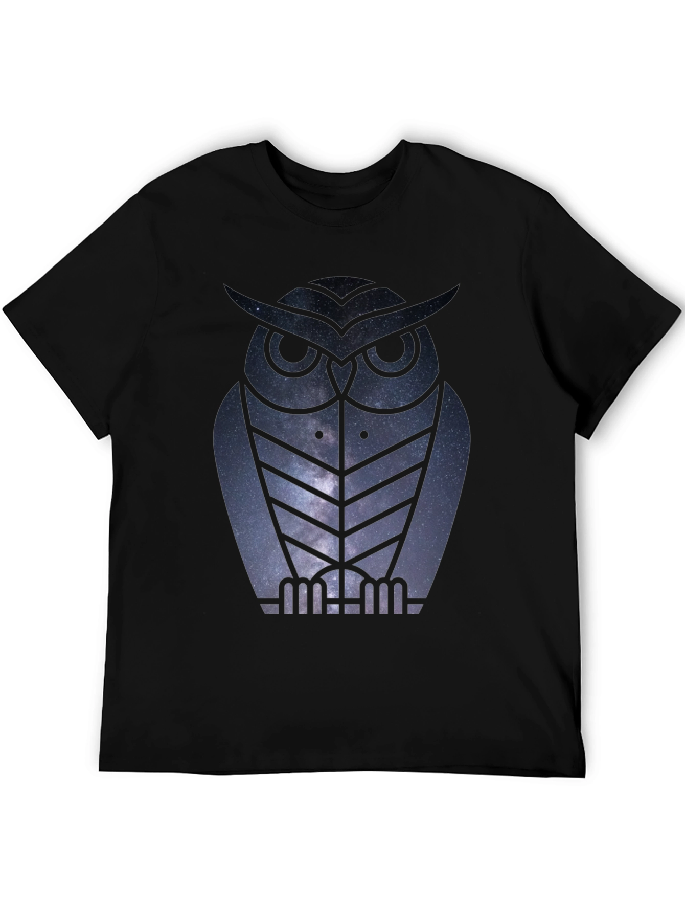 Owl Galaxy Graphic Tee - Stylish Mens Black T-Shirt