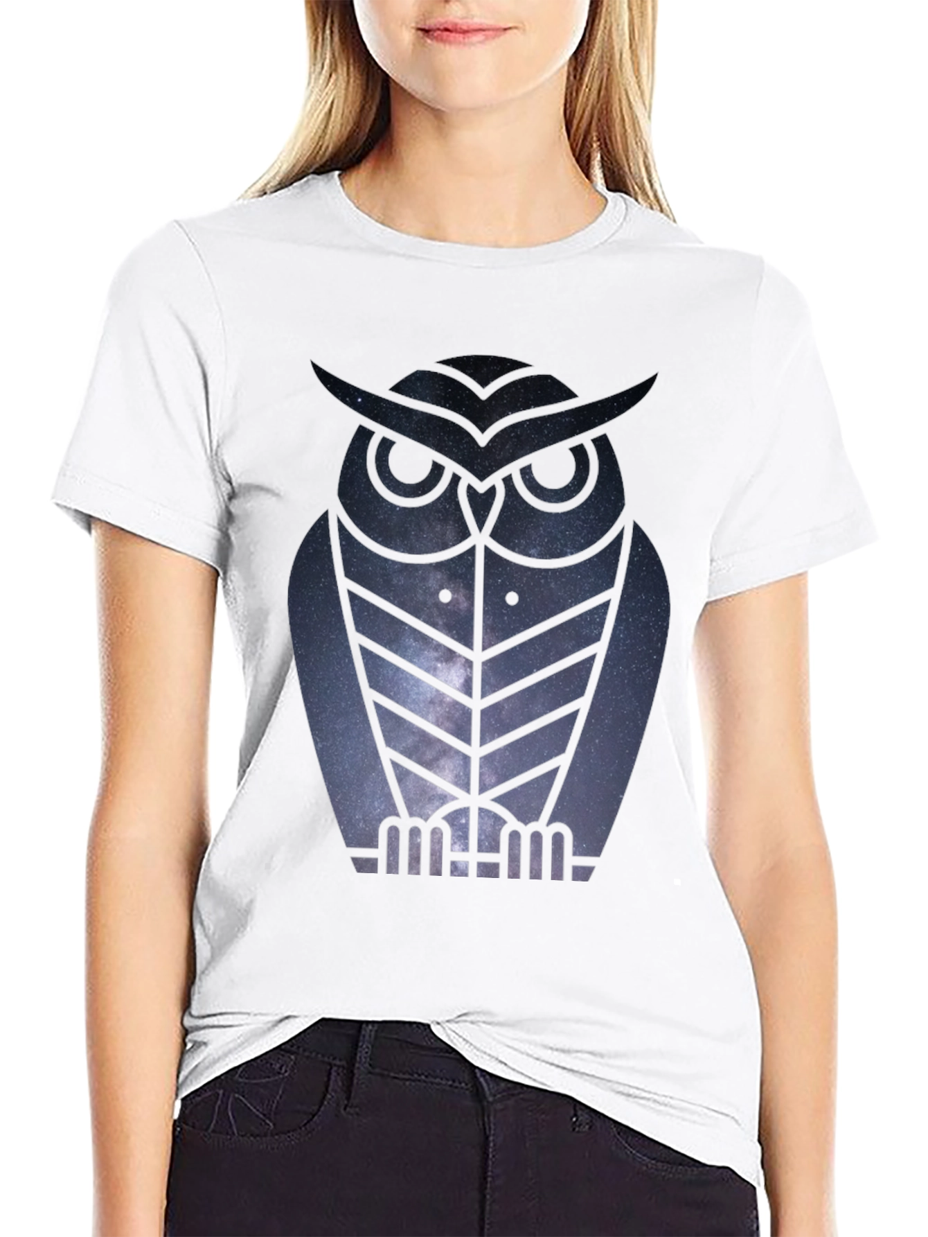Owl Galaxy Graphic Tee - Stylish Mens Black T-Shirt