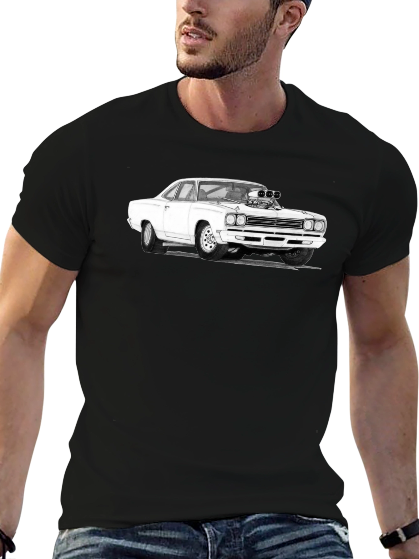 Classic Car Graphic T-Shirt - Black Cotton Tee