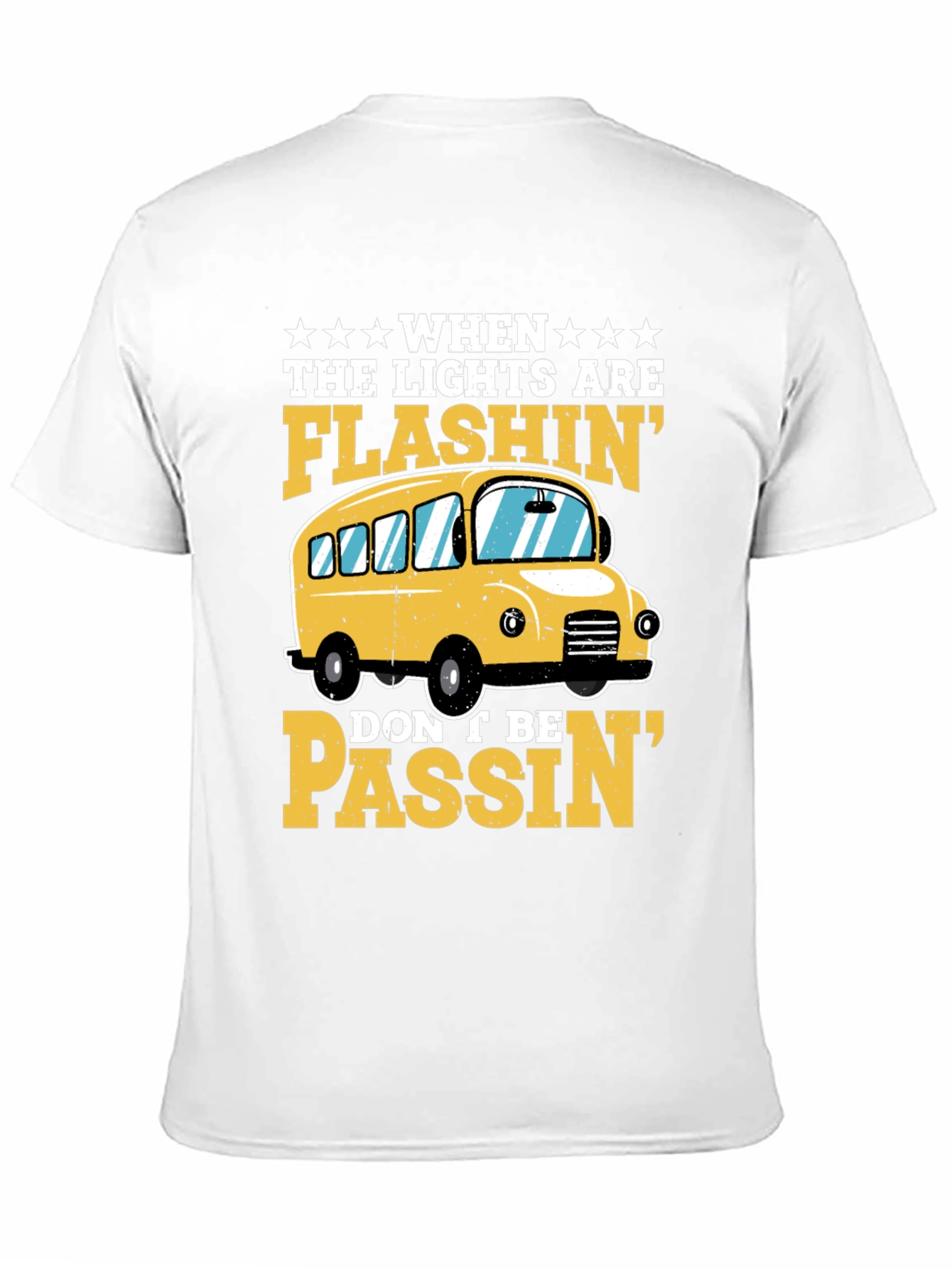 Flashing Lights School Bus Graphic T-Shirt