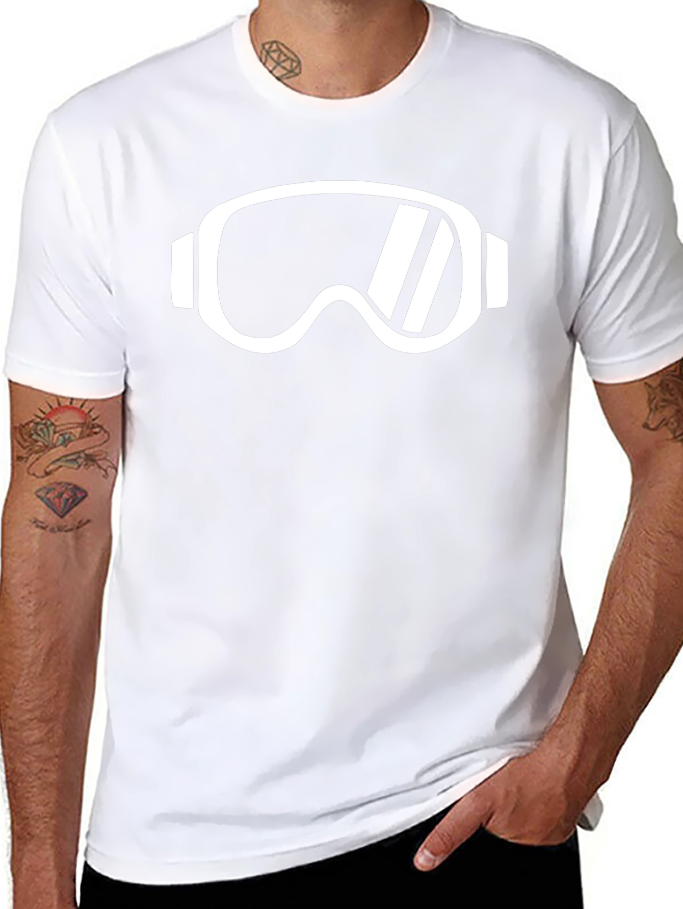 Ski Goggles Graphic Tee - Black Cotton Casual Shirt
