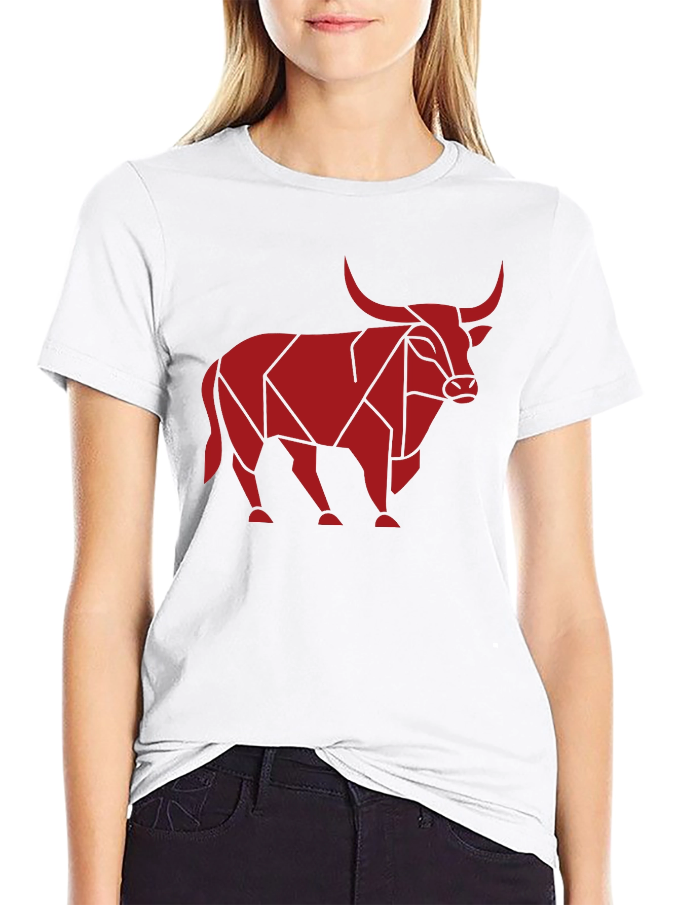 Geometric Bull Graphic T-Shirt - Mens Black Tee