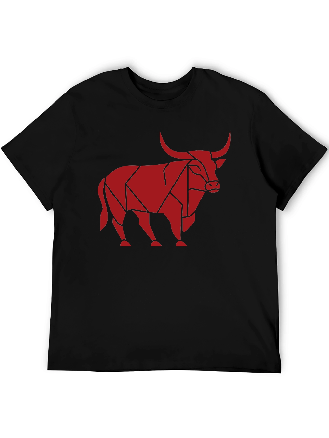 Geometric Bull Graphic T-Shirt - Mens Black Tee
