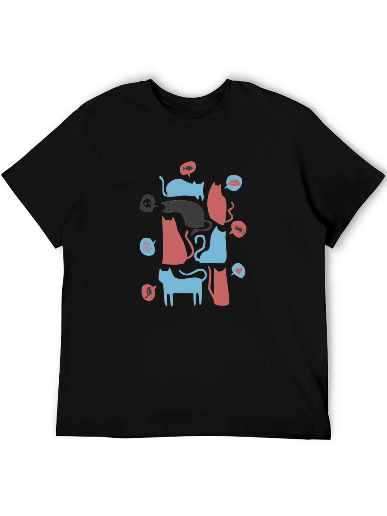 Abstract Cat Pattern Graphic Tee