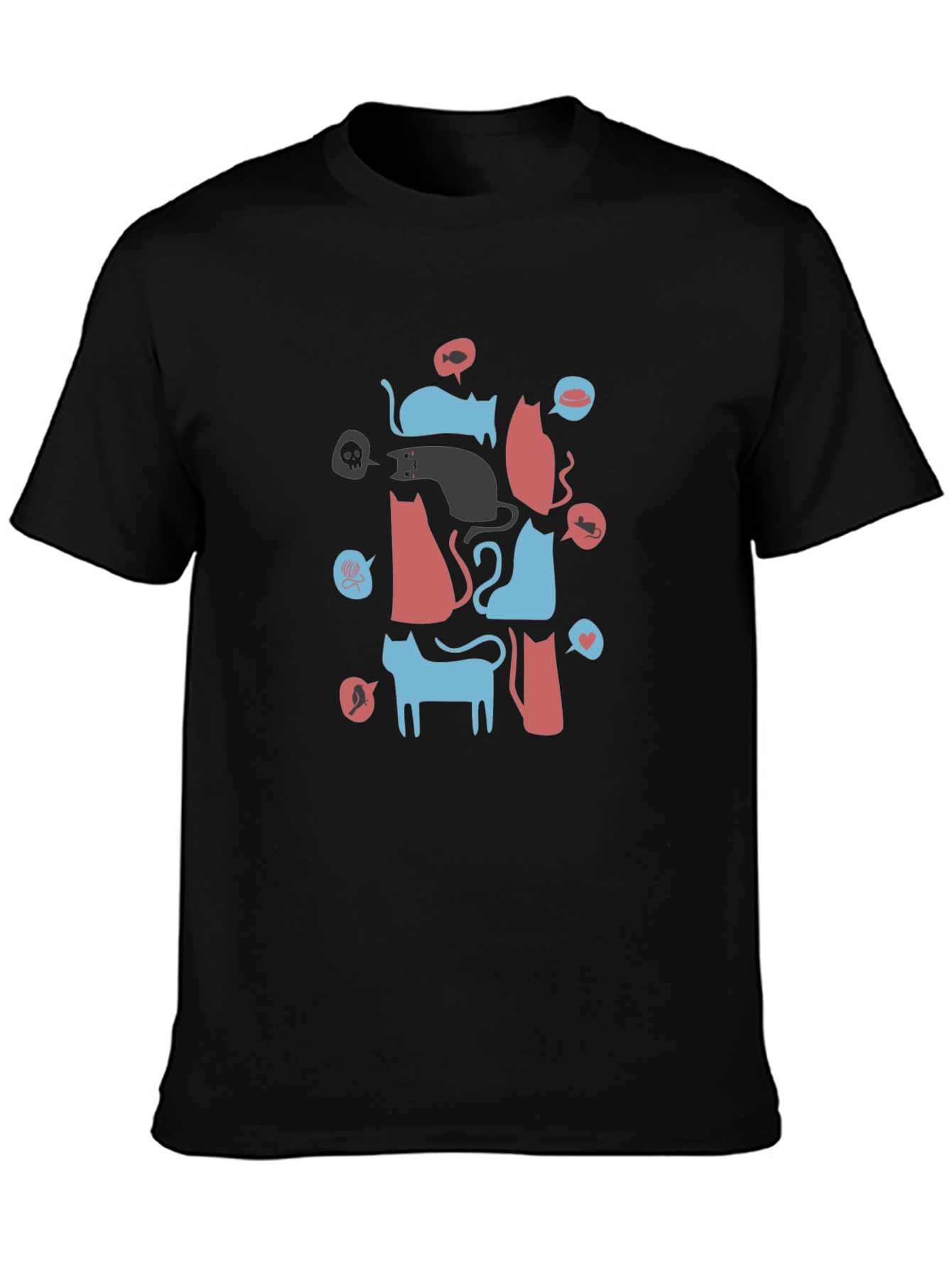 Abstract Cat Pattern Graphic Tee