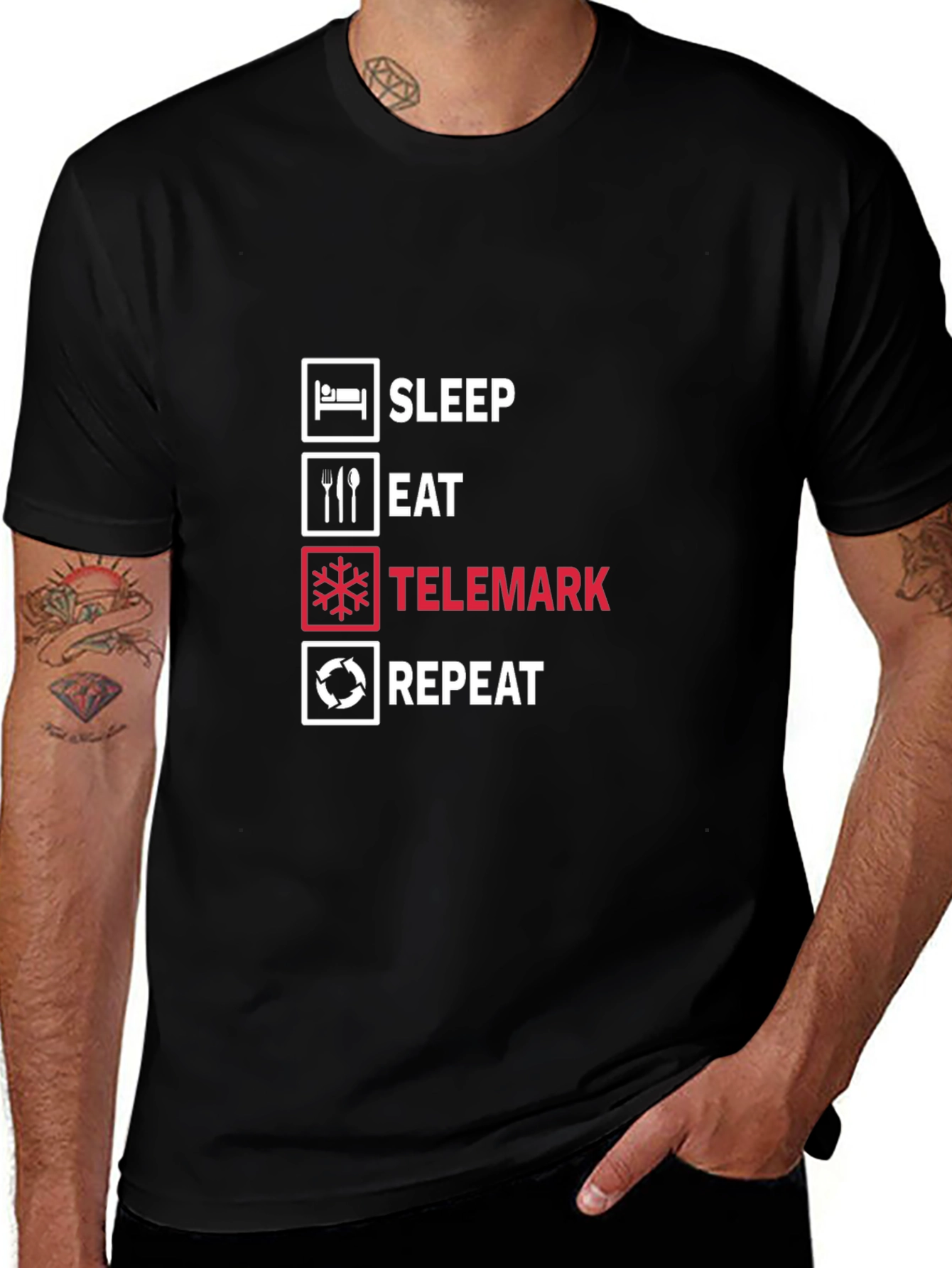 Sleep Eat Telemark Repeat Black T-Shirt