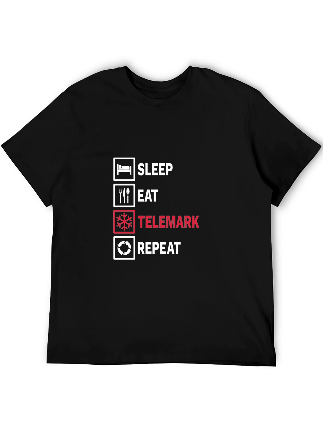 Sleep Eat Telemark Repeat Black T-Shirt