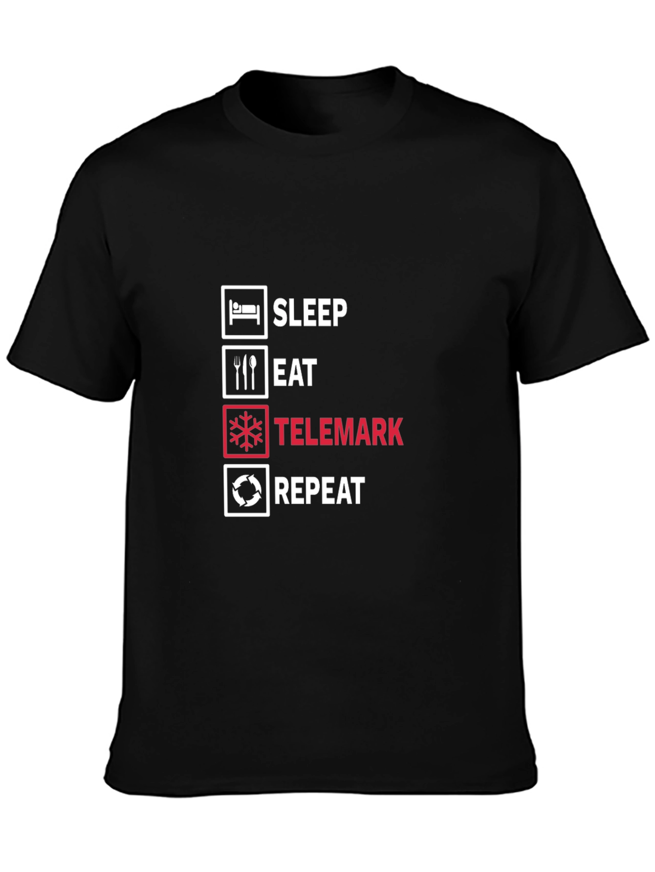 Sleep Eat Telemark Repeat Black T-Shirt