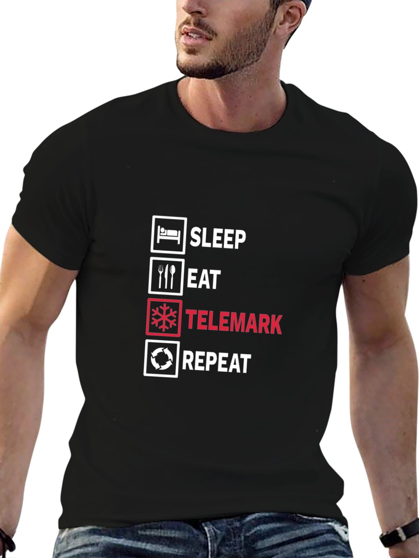 Sleep Eat Telemark Repeat Black T-Shirt