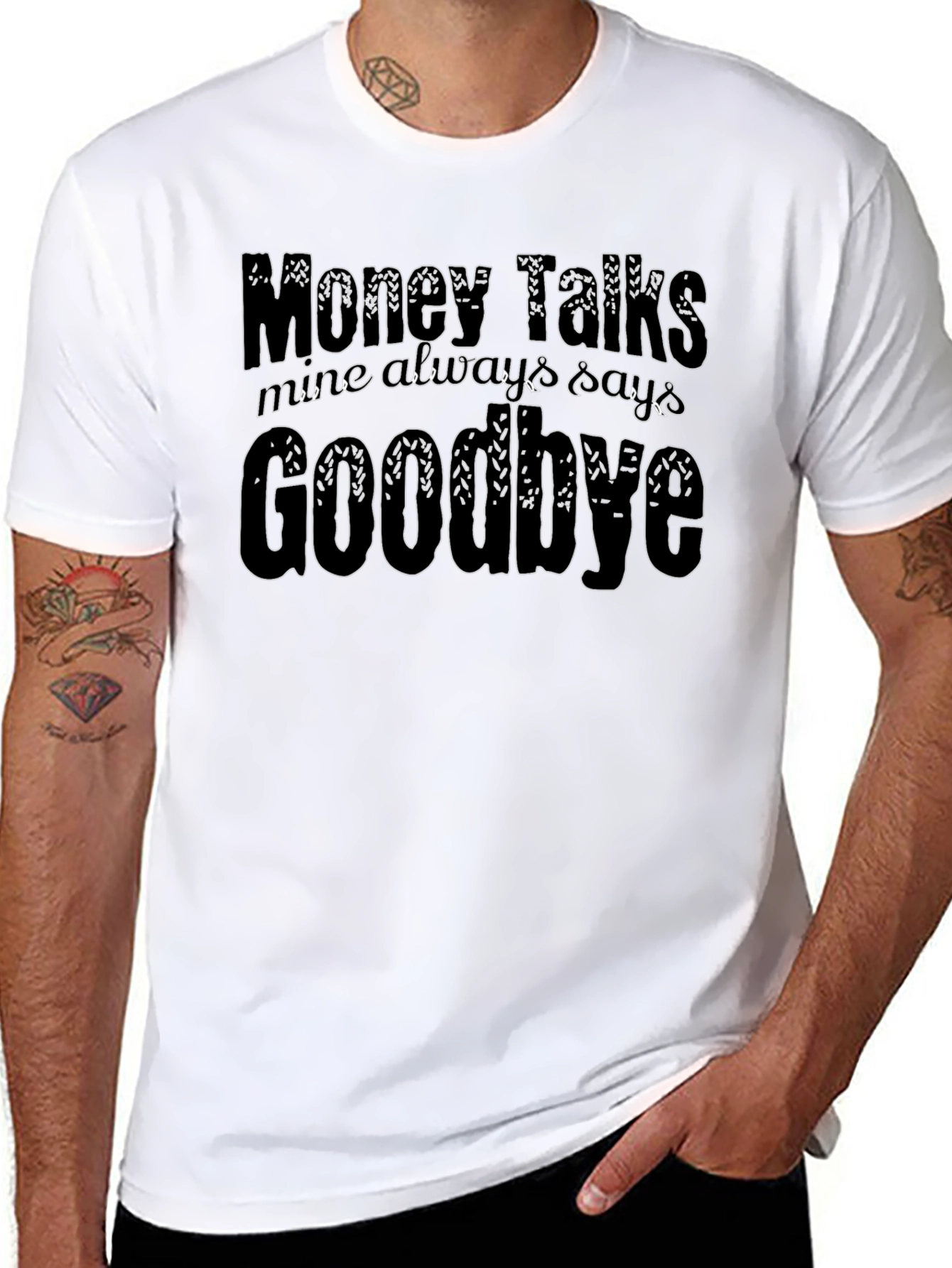 Money Talks Mens Black Graphic Tee