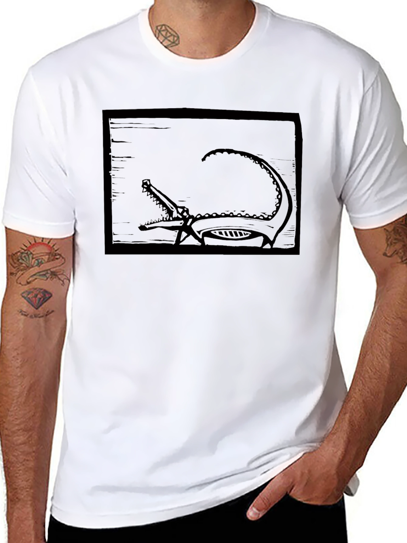 Crocodile Graphic Tee - Modern Style Black T-Shirt