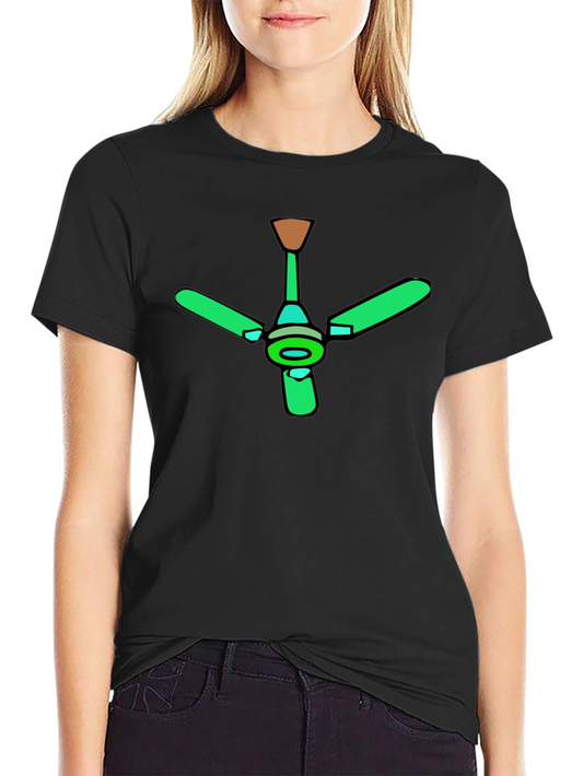 Green Ceiling Fan Graphic Black T-Shirt