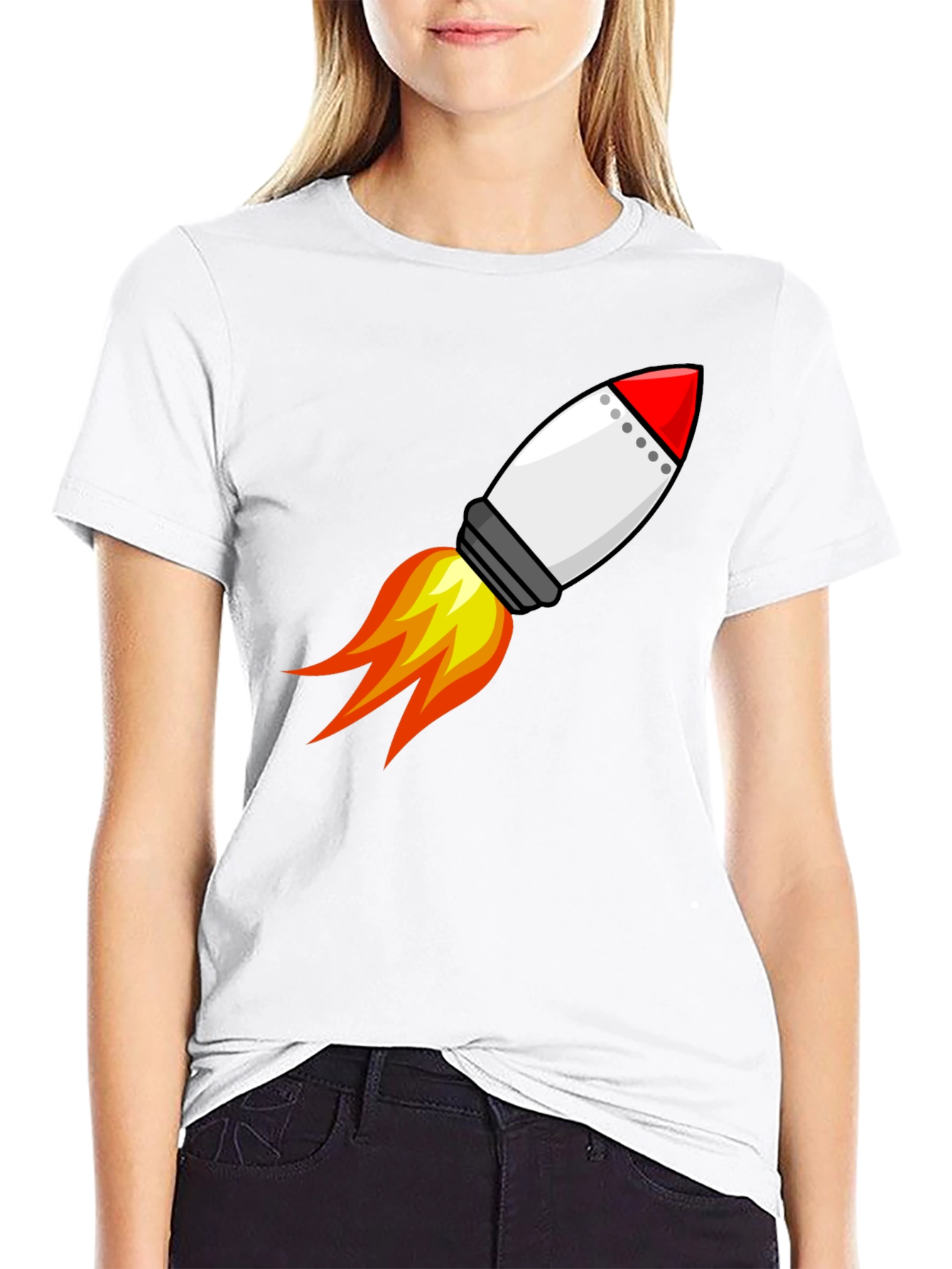 Rocket Launch Graphic Tee - Black Cotton T-Shirt