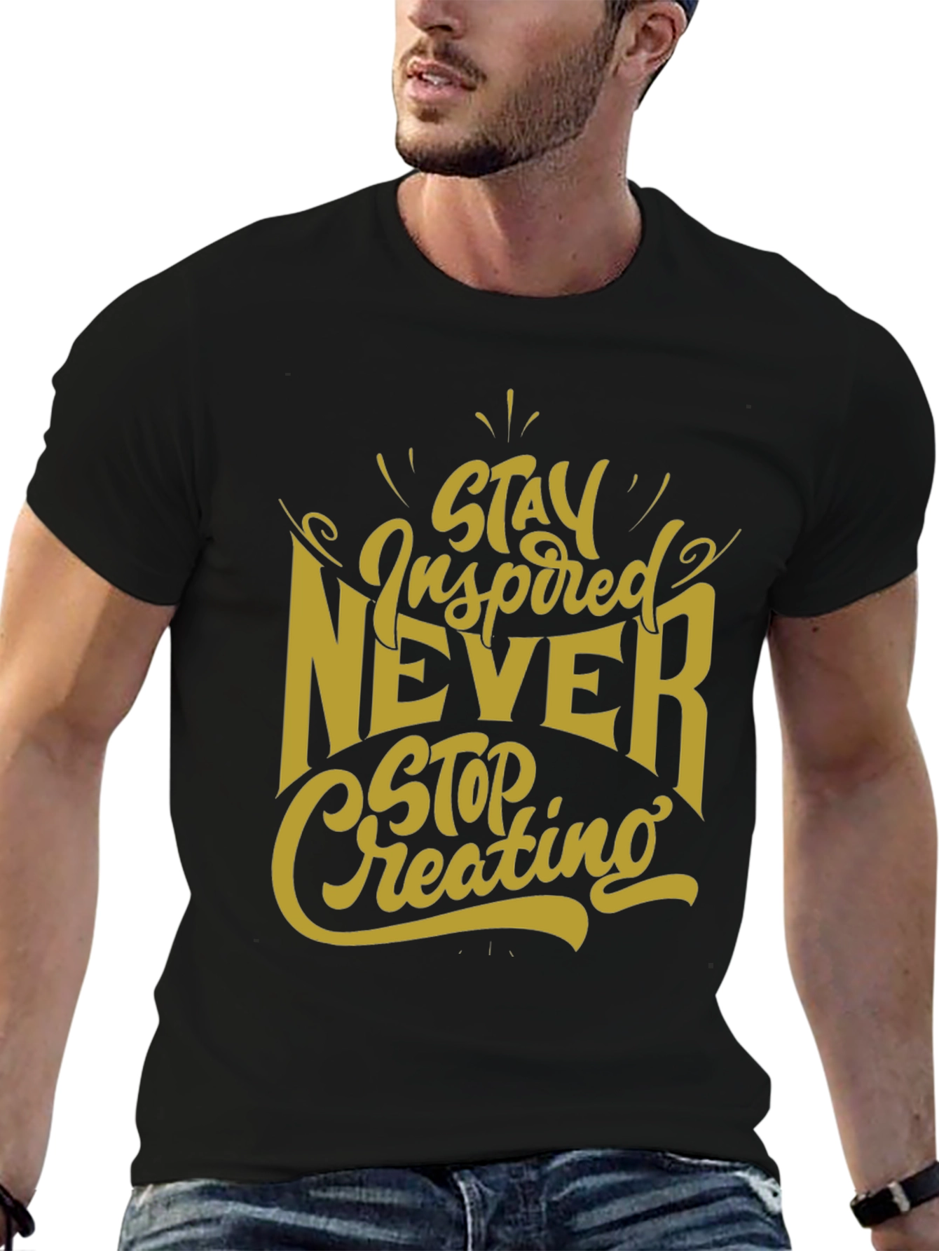 Inspirational Graphic Tee - Stay Inspired Never Stop Creating