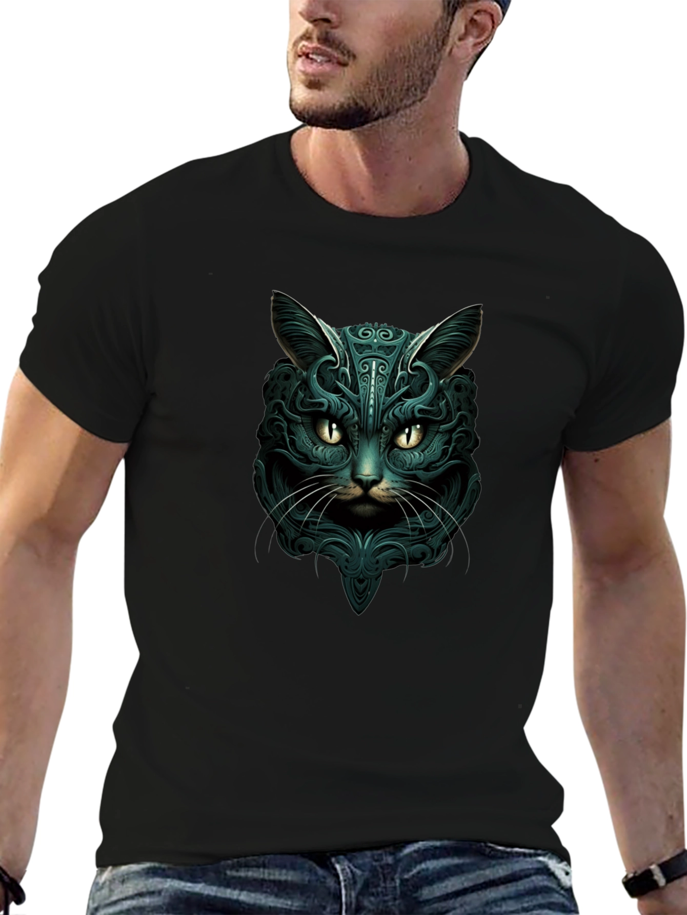 Mystic Cat Graphic Tee - Black
