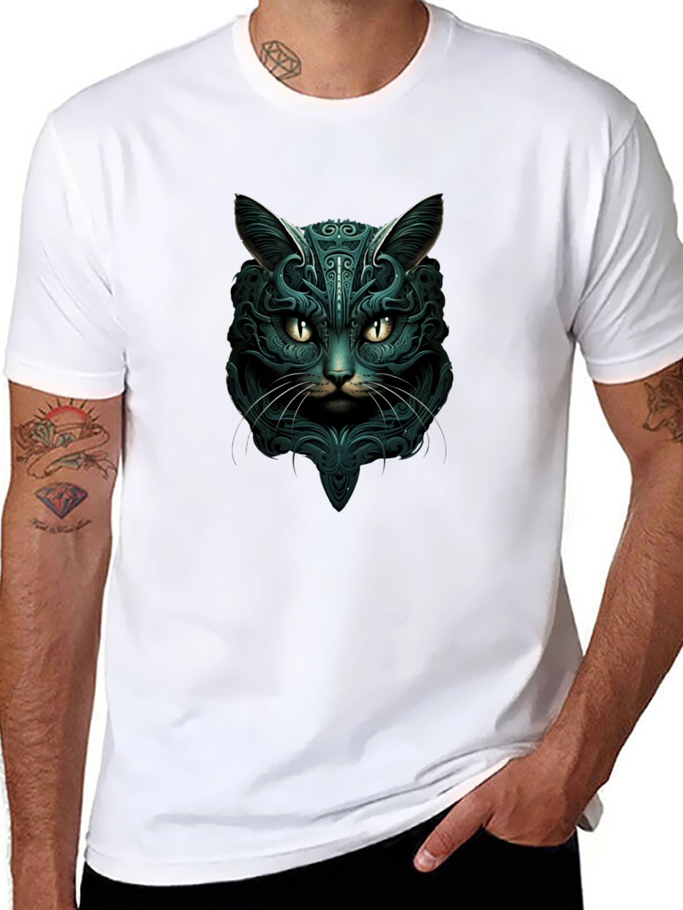 Mystic Cat Graphic Tee - Black