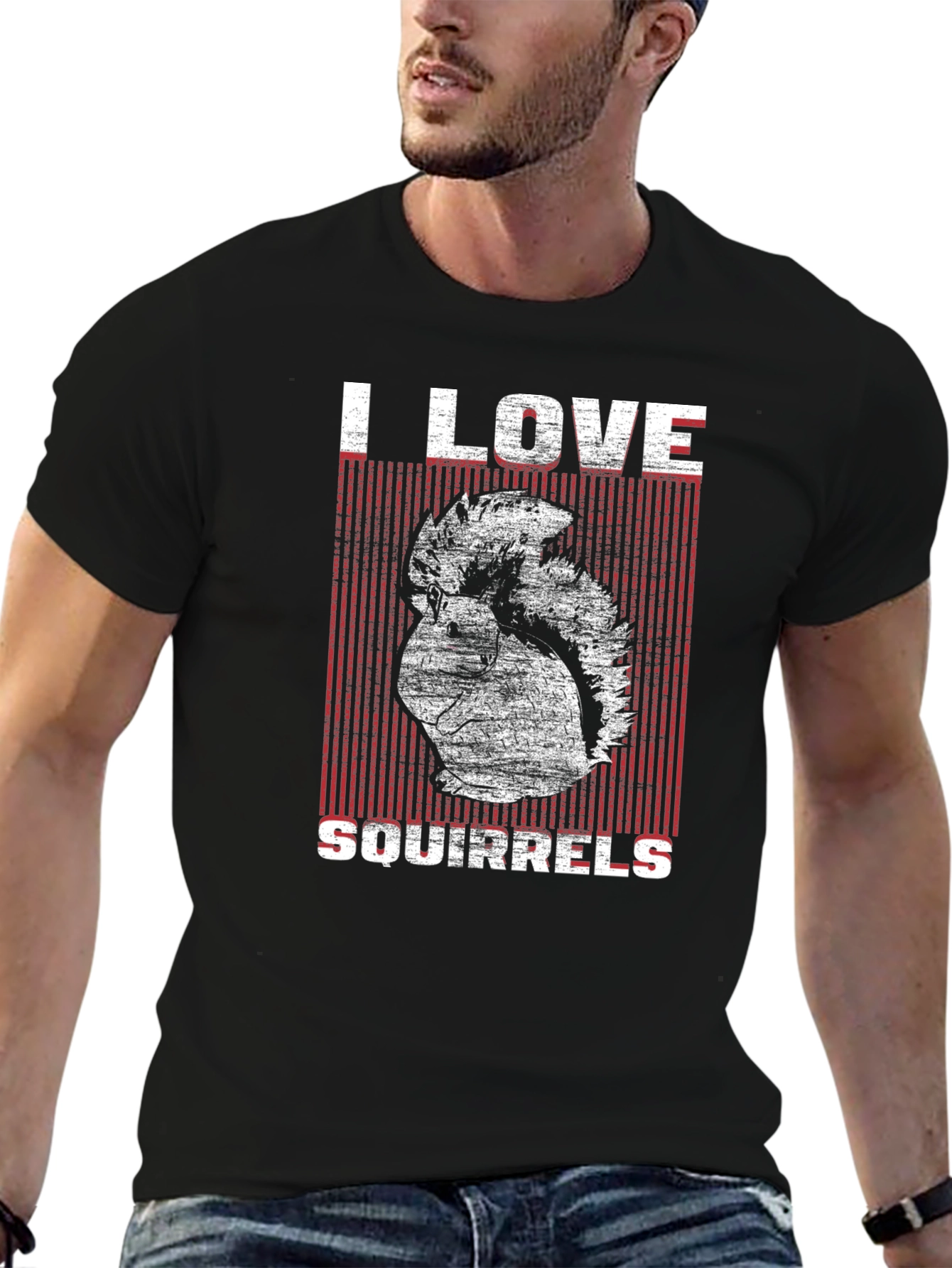 I Love Squirrels Graphic T-Shirt - Black