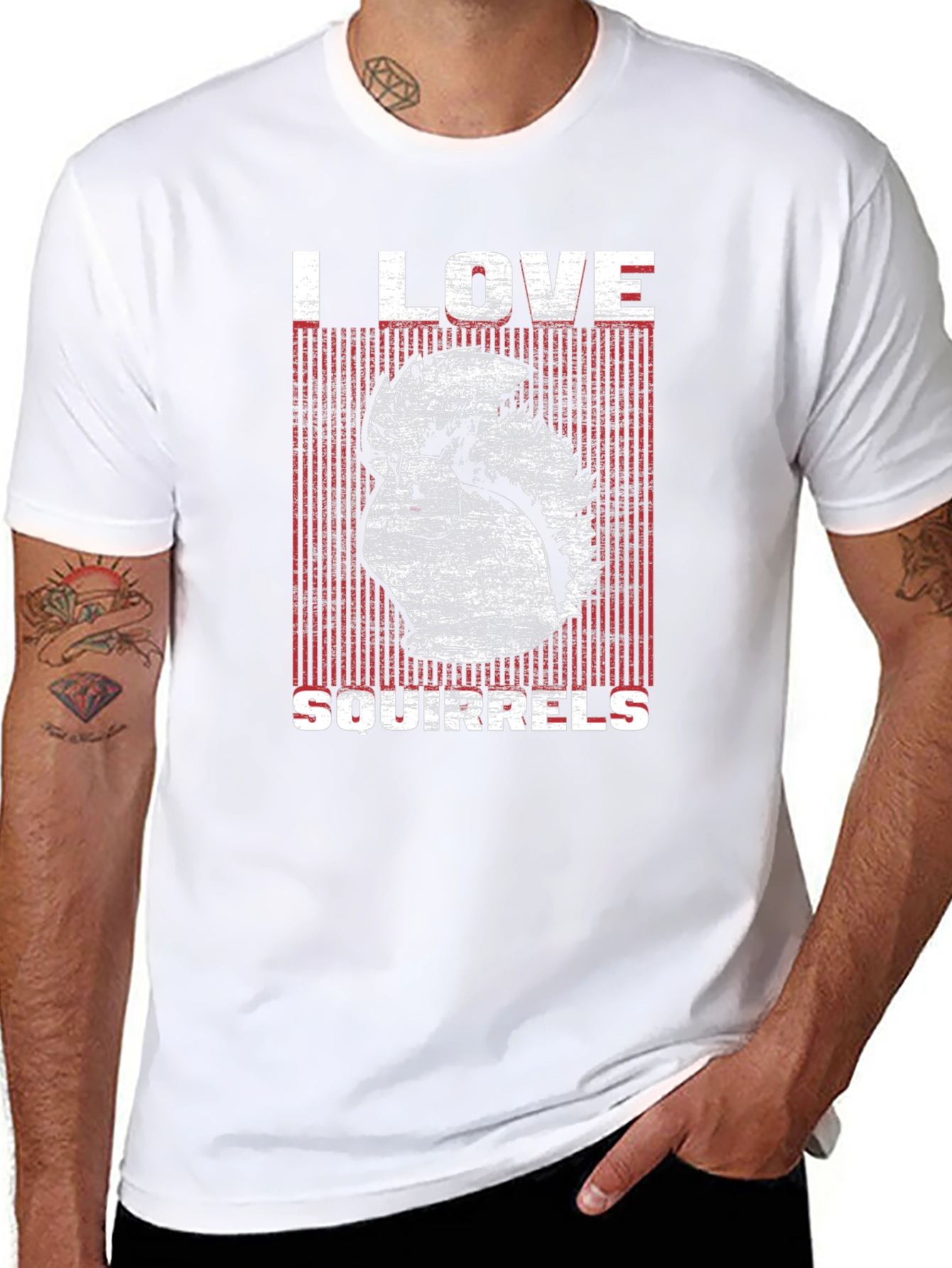 I Love Squirrels Graphic T-Shirt - Black