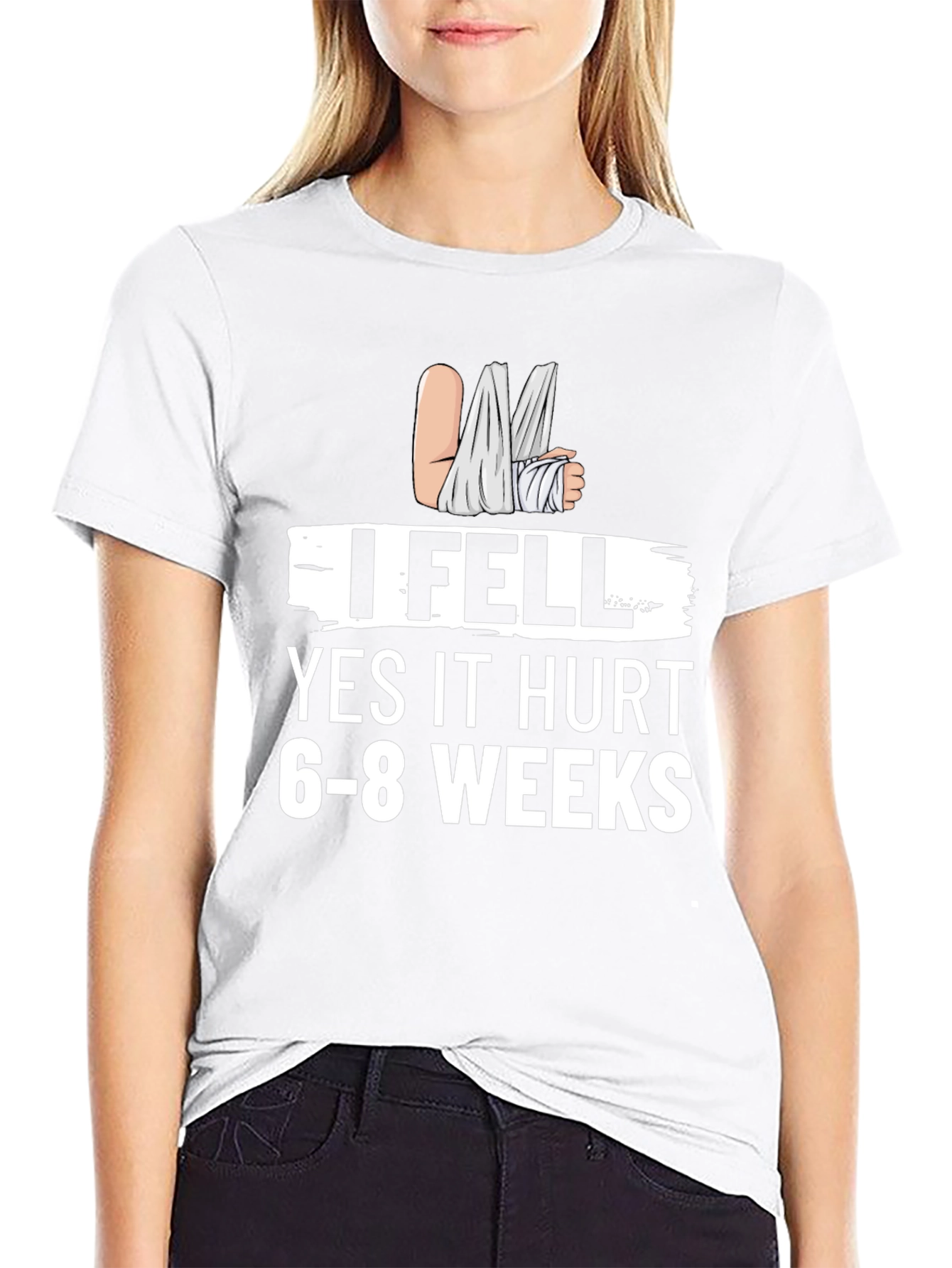 I Fell Funny Broken Arm Graphic T-Shirt