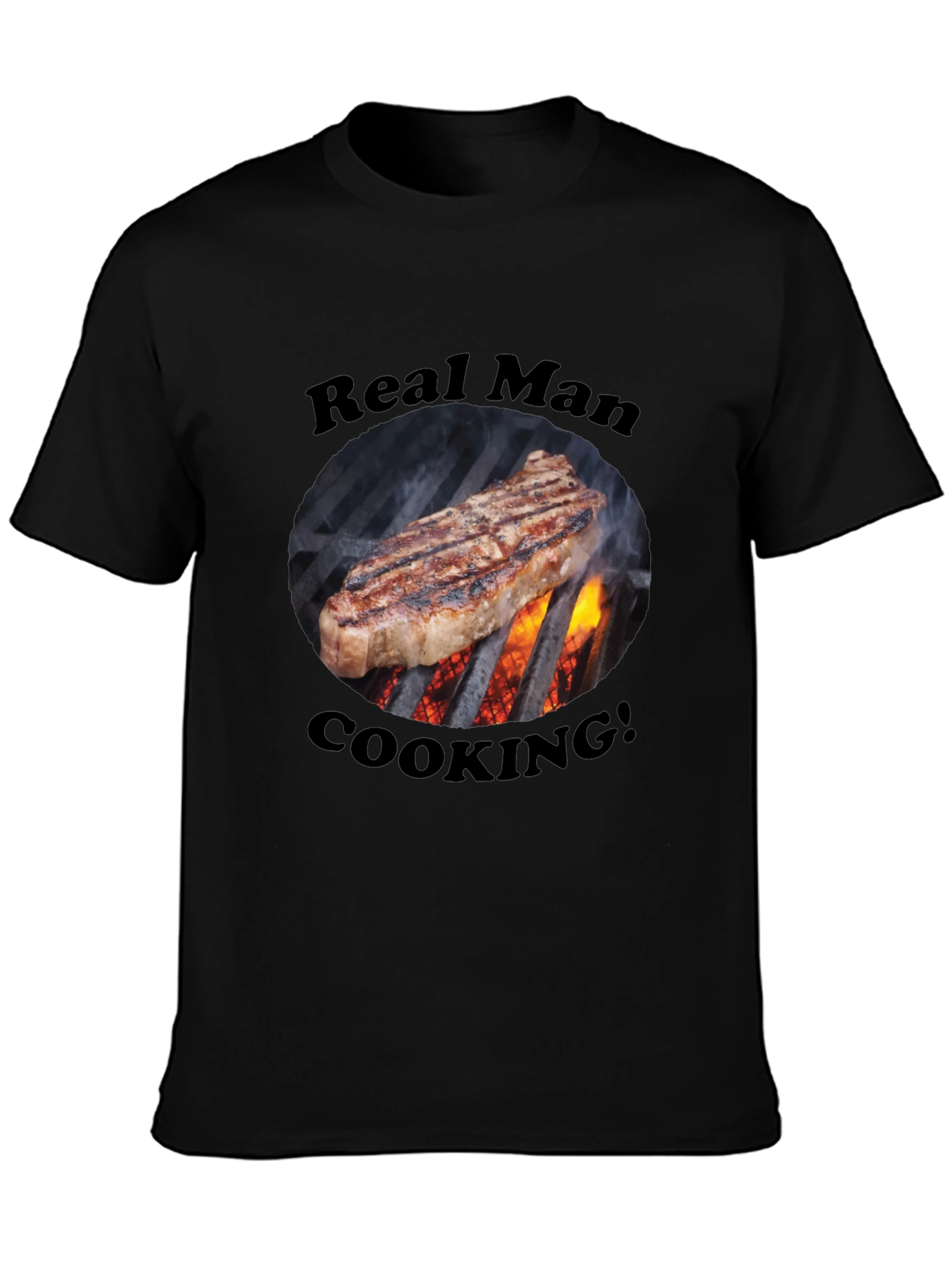 Real Man Cooking T-Shirt BBQ Grill Steak Tee