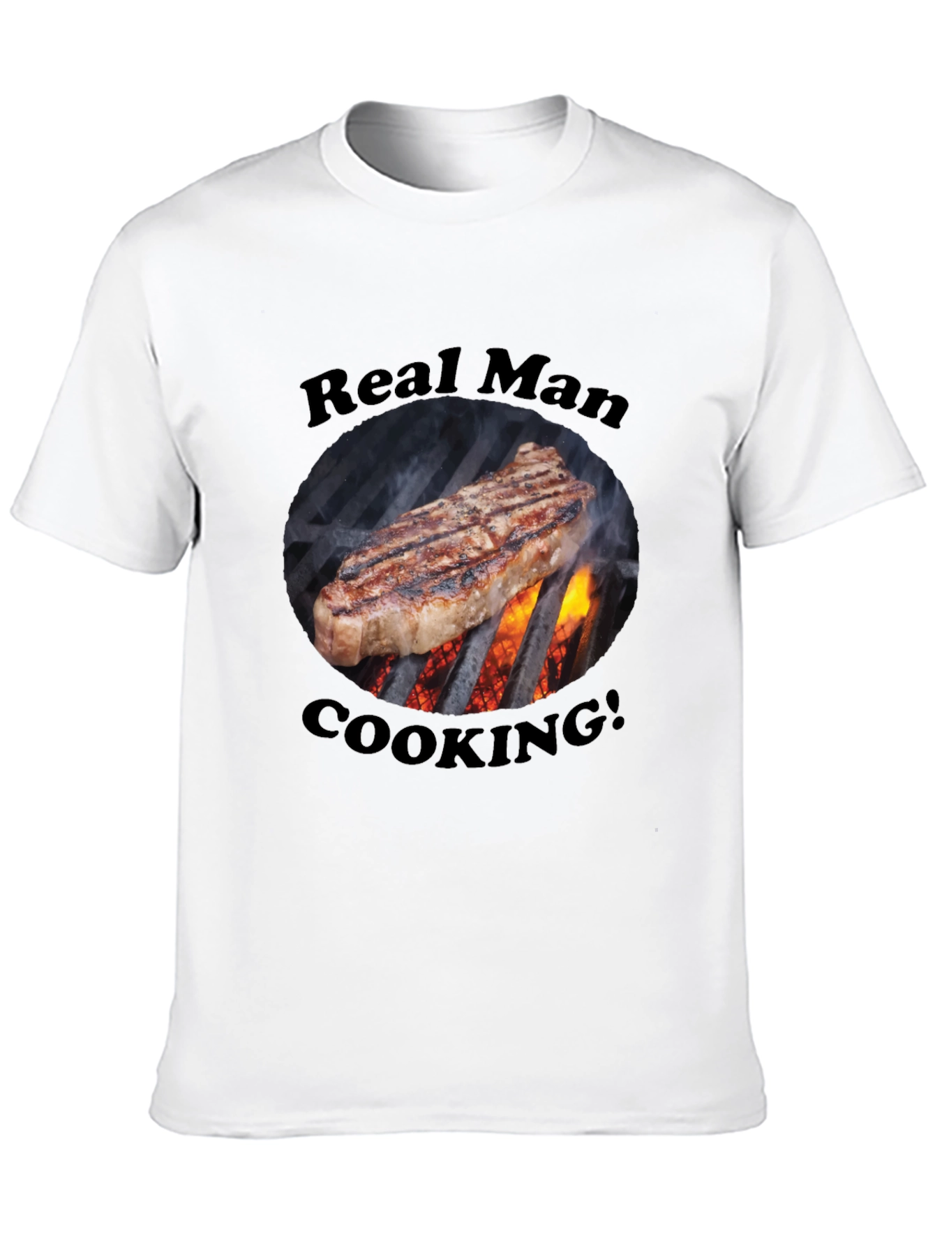 Real Man Cooking T-Shirt BBQ Grill Steak Tee